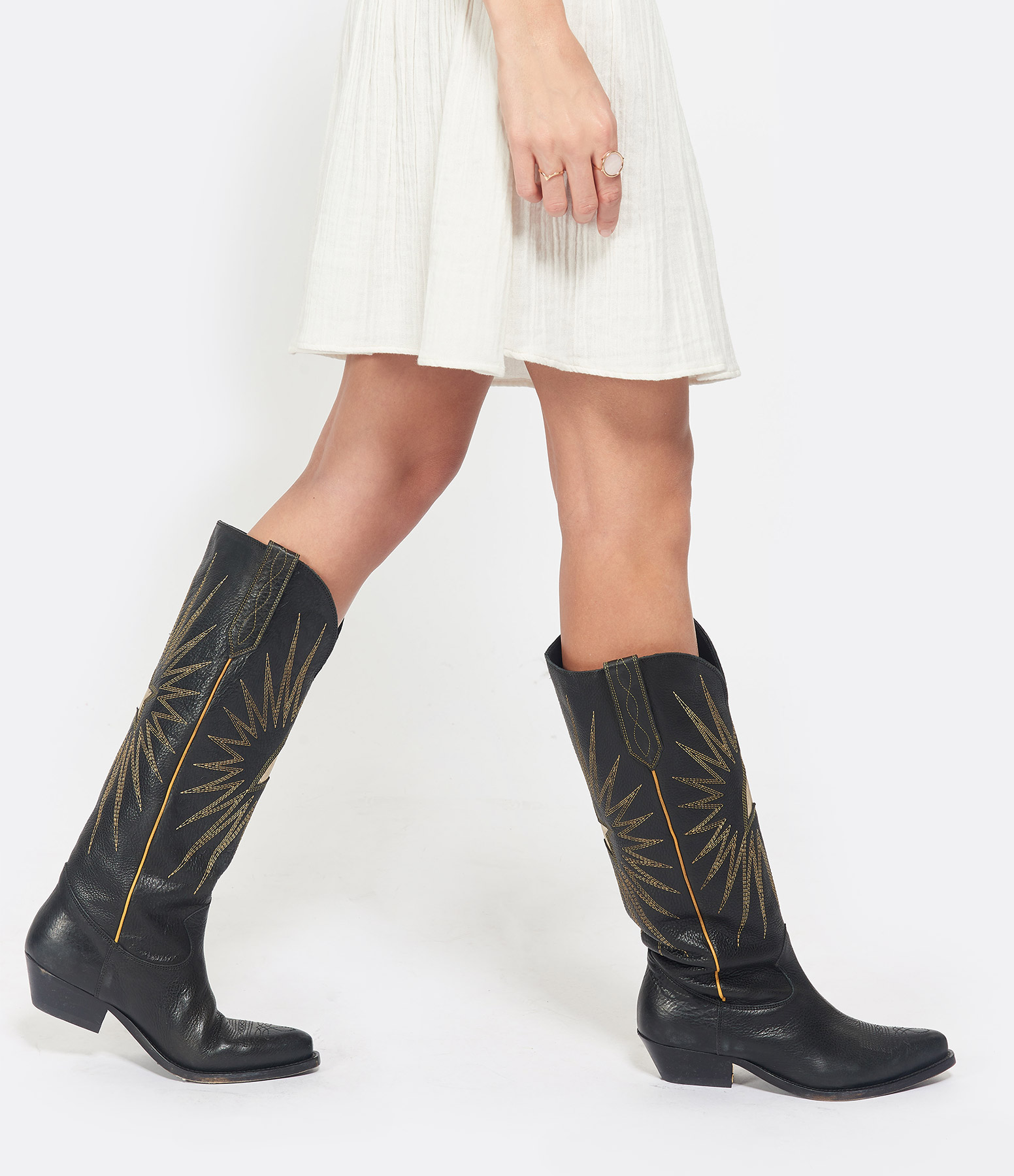 Wish Star Black Leather Boots