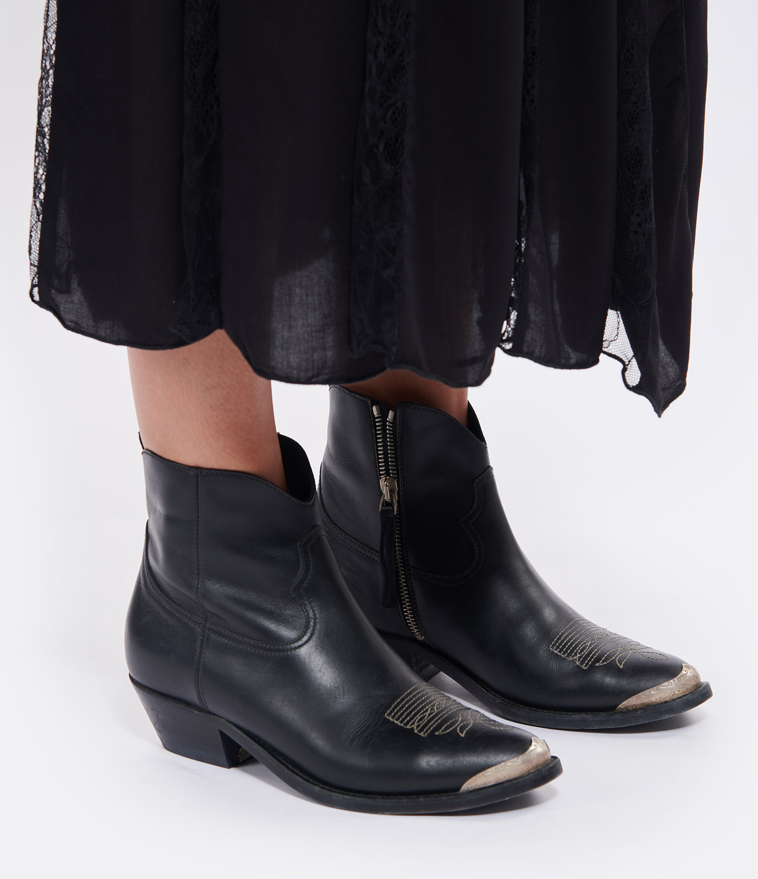 Young Black Leather Ankle Boots