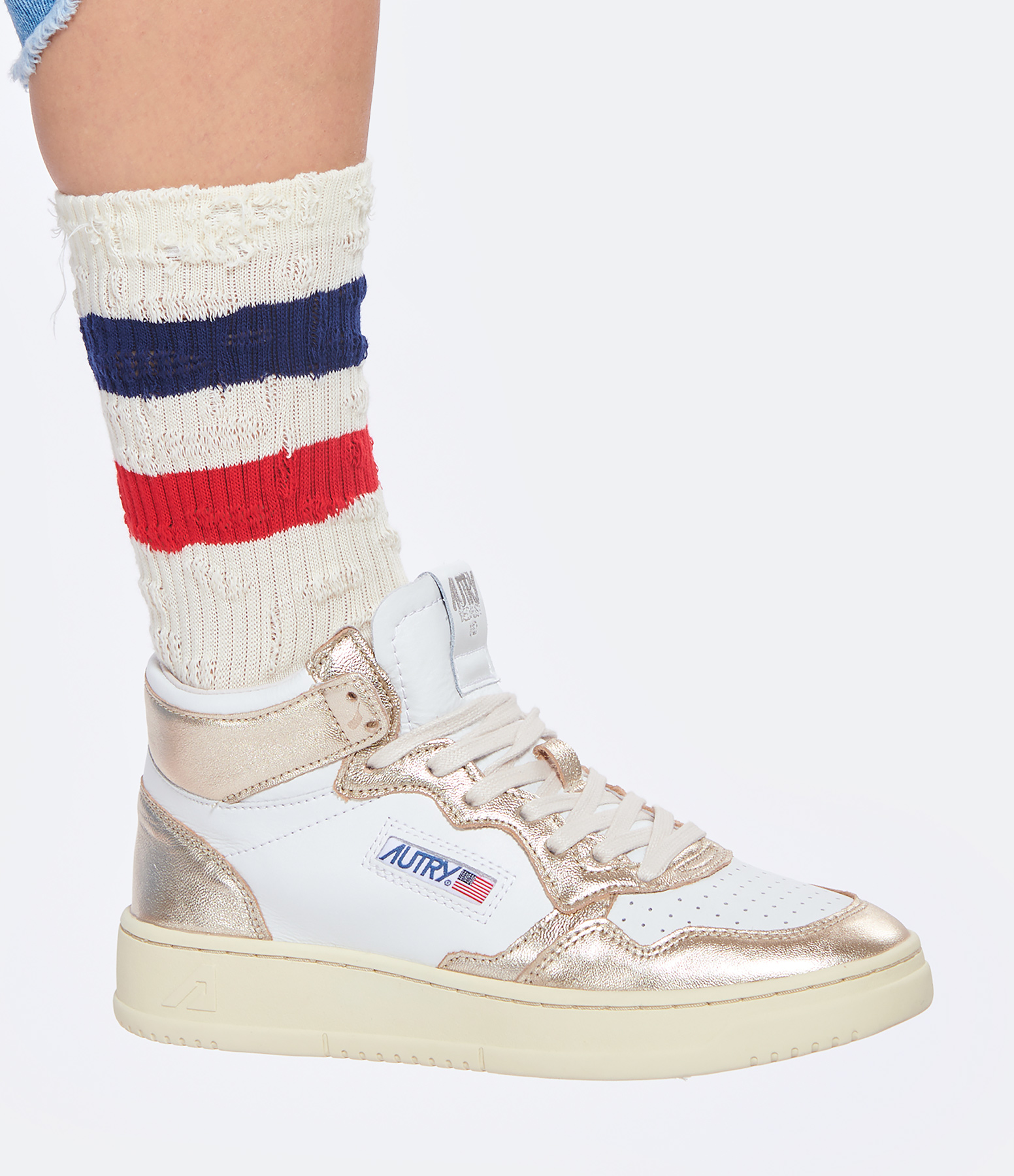 Journey Unisex Striped Cotton Socks – Beige, Navy and Red
