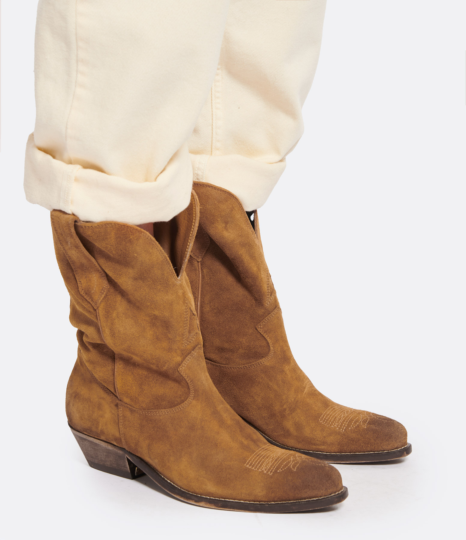 Wish Star Camel Suede Leather Boots