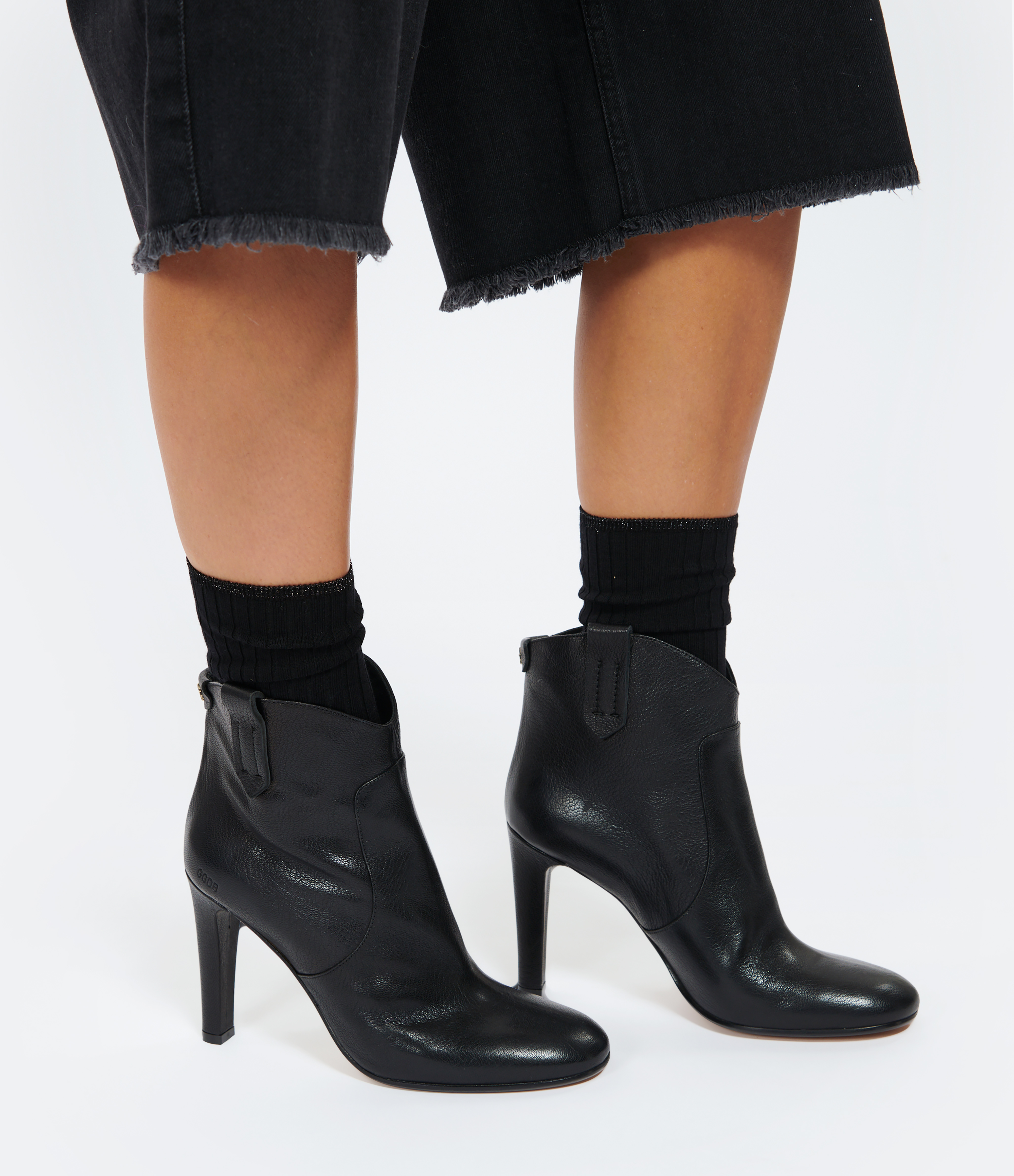 Kelsey Black Leather Heeled Ankle Boots
