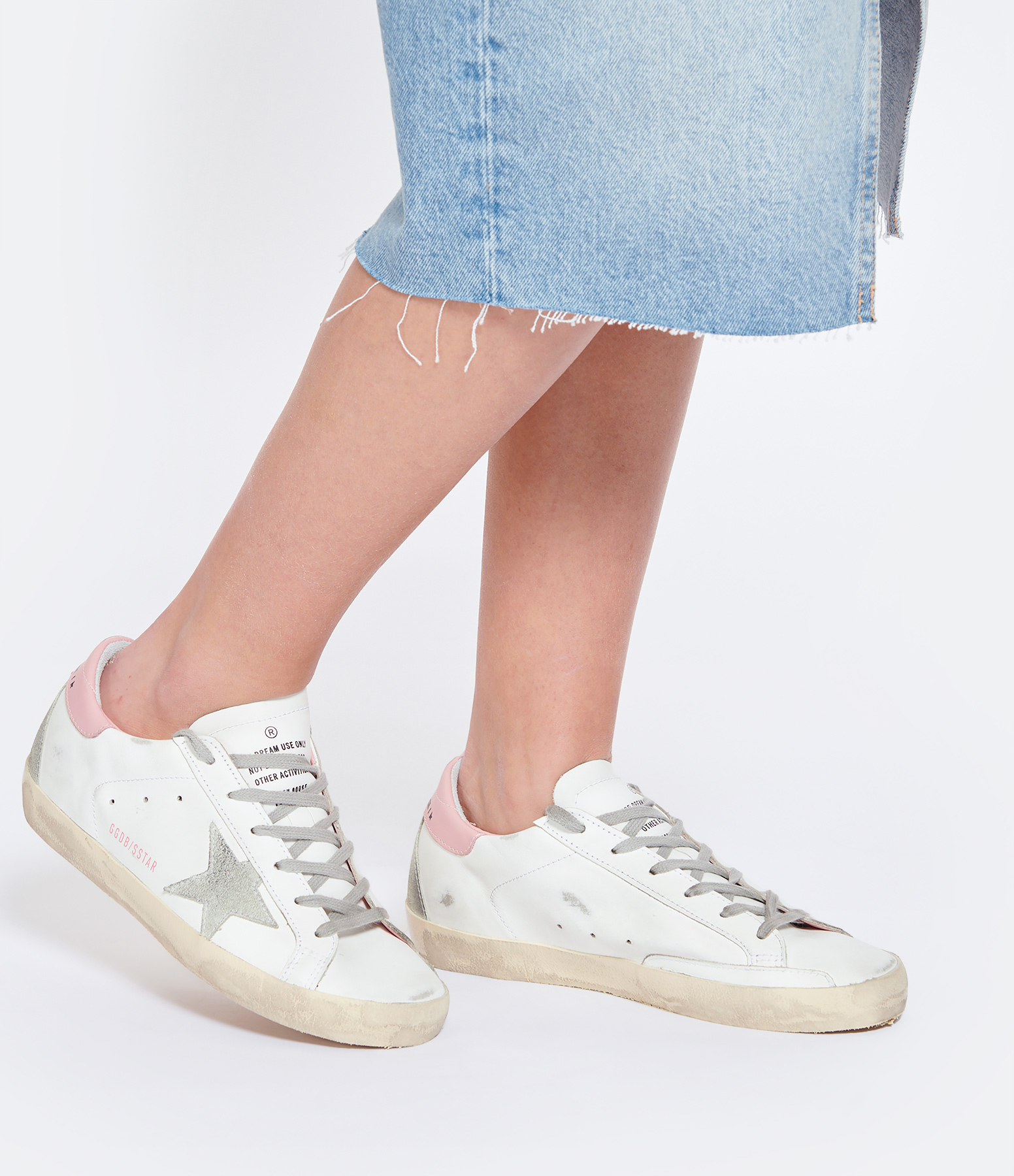 Super-Star trainers in white and pale pink leather