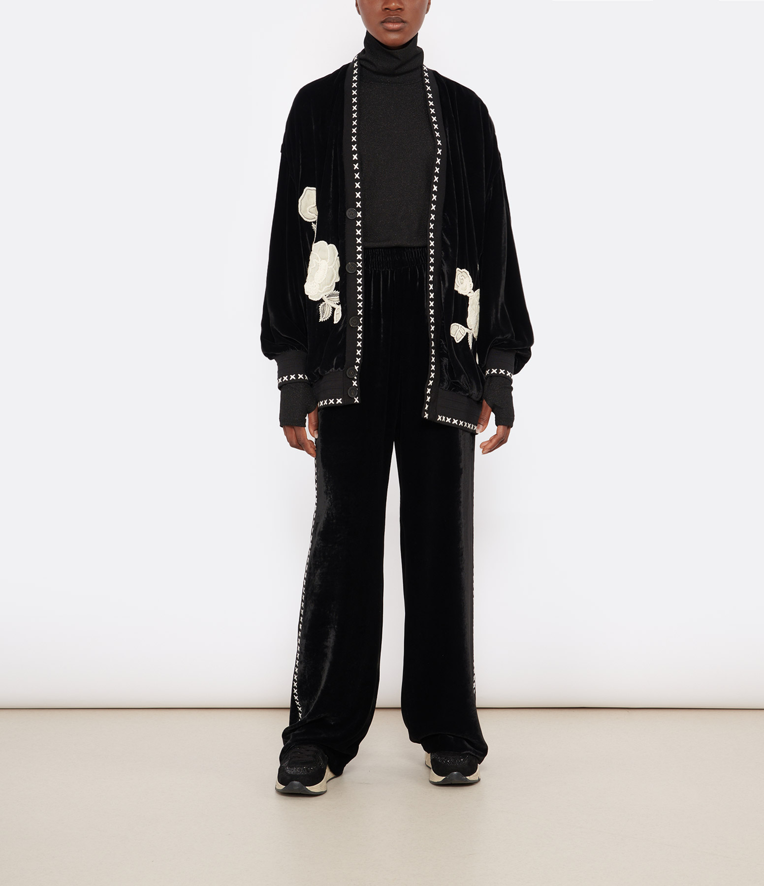 Black Embroidered Jogging Journey