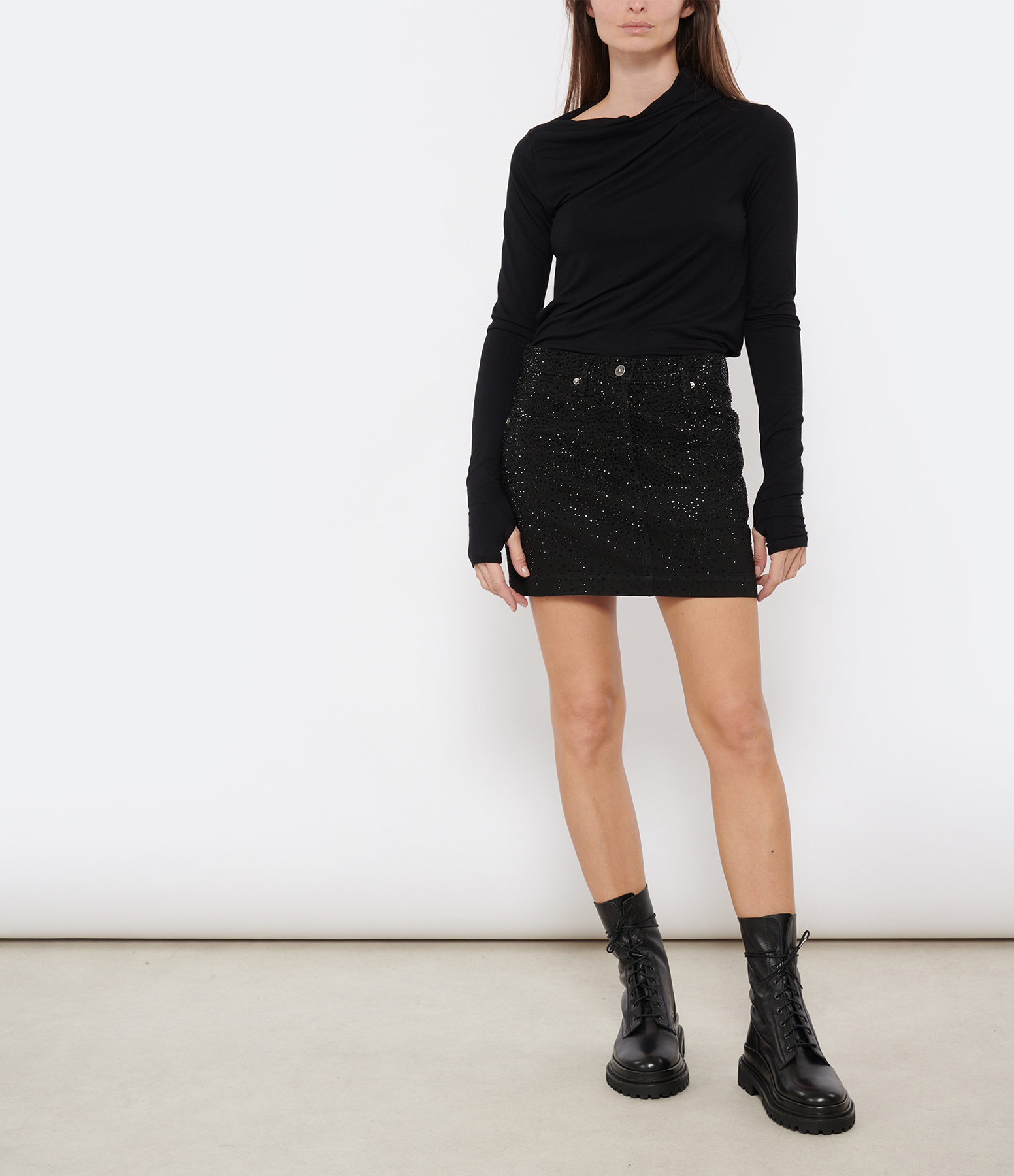 Journey Black Denim Mini Skirt