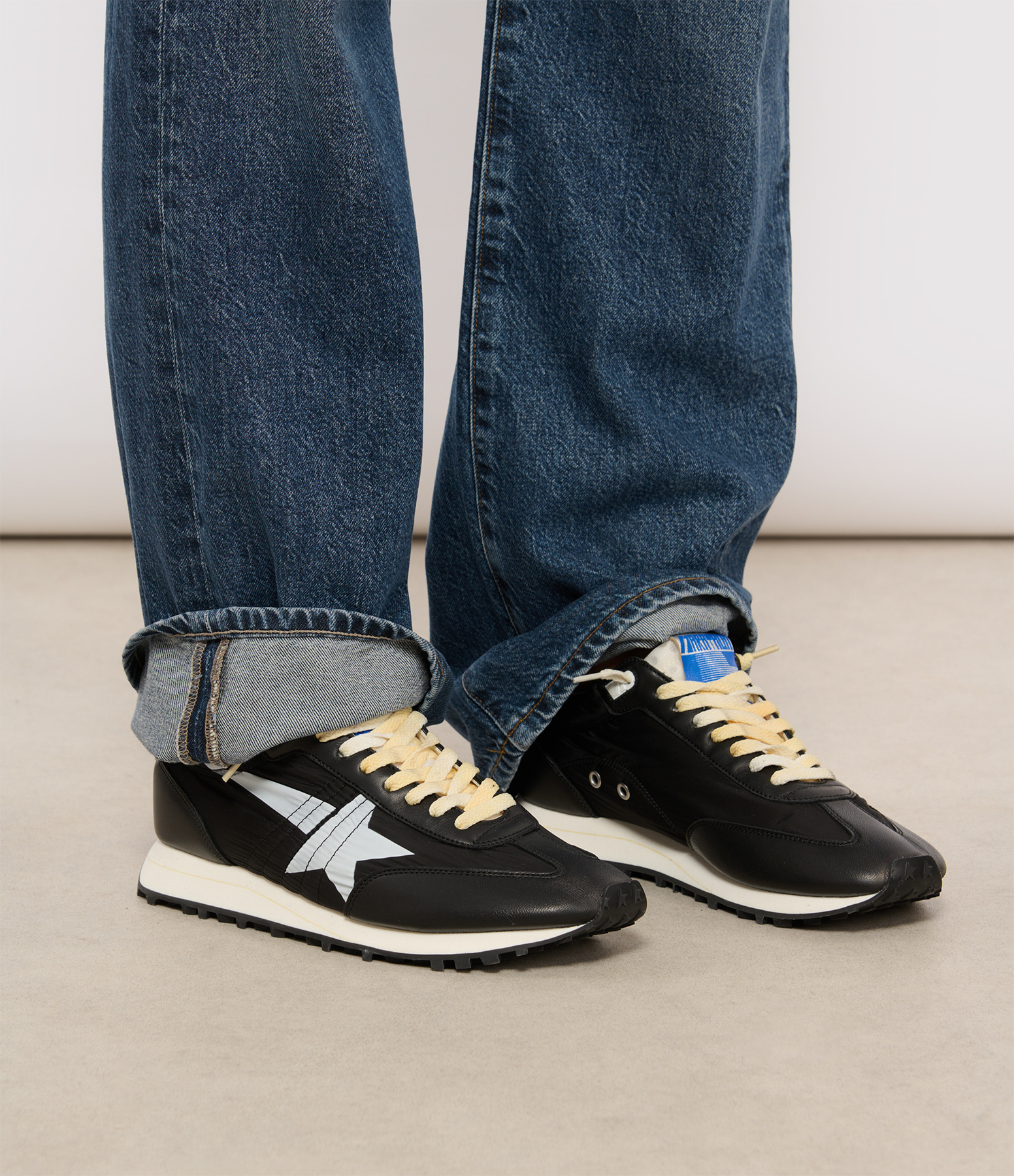 Black Leather Marathon Running Trainers