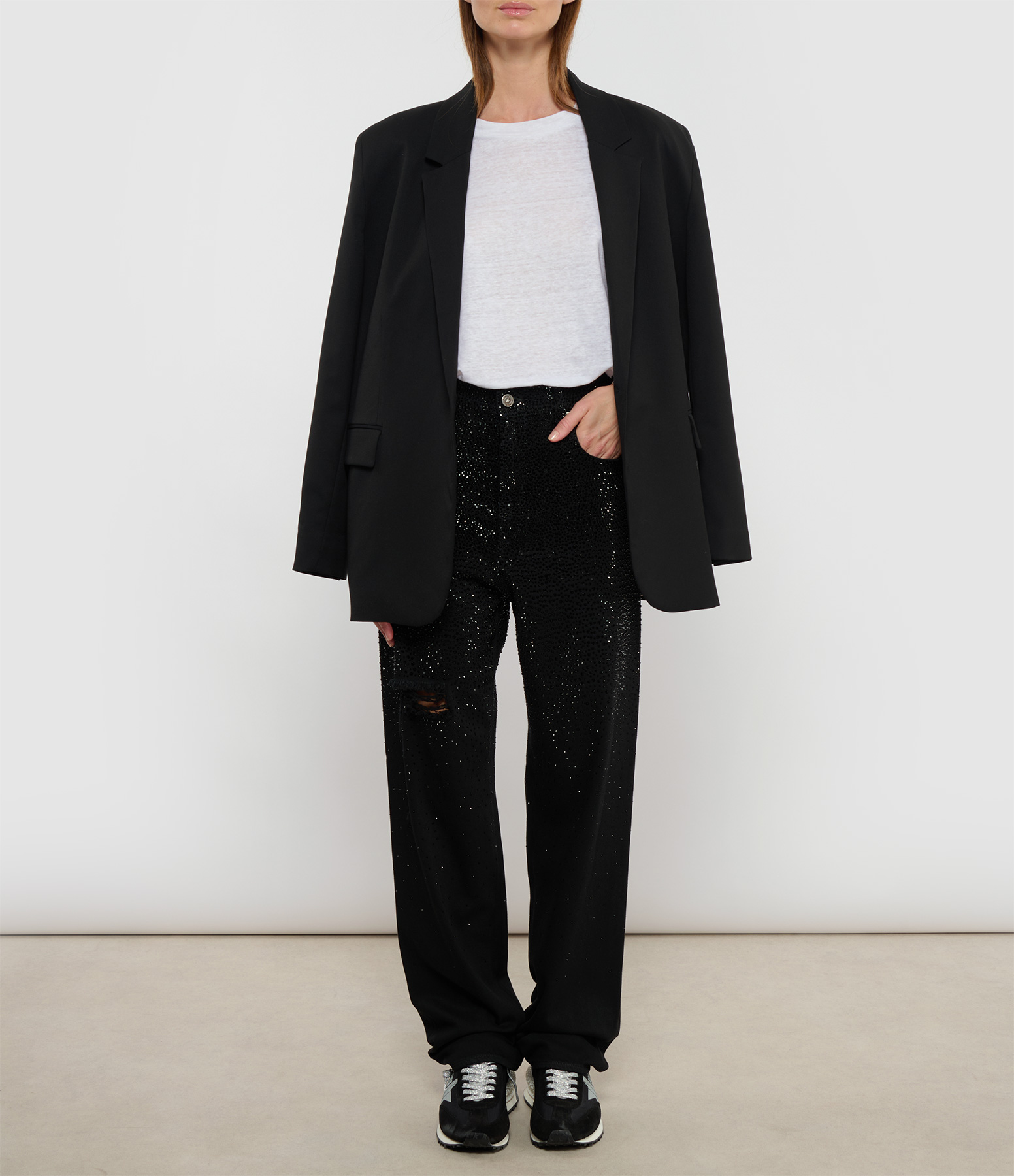 Woman Golden Black Trousers