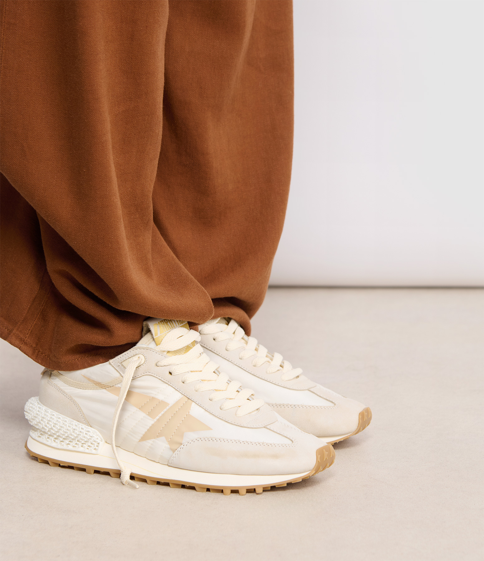Beige and Light Grey Running Trainers