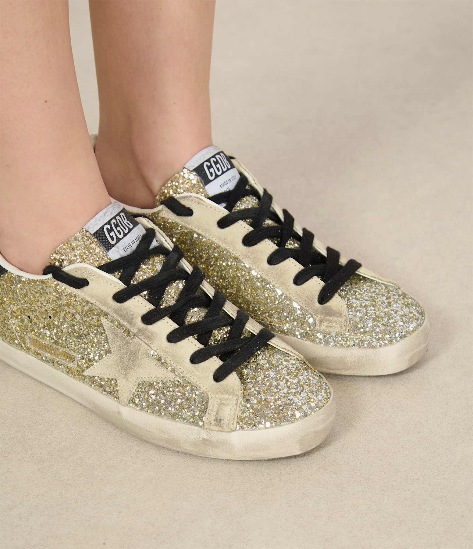 Super-Star Gold, Black and Beige trainers, Lulli exclusive