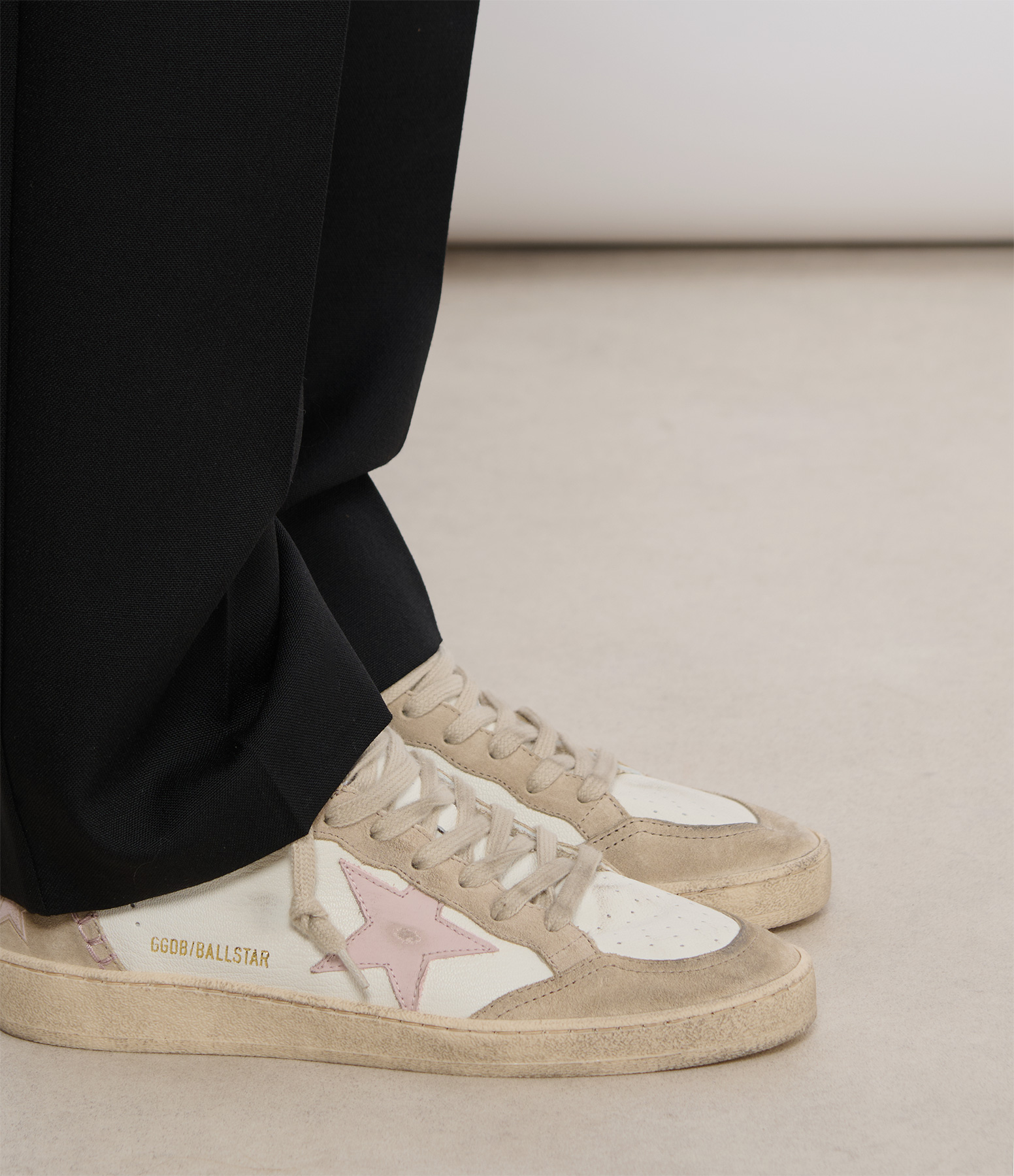 Ball Star trainers in white, pink and beige