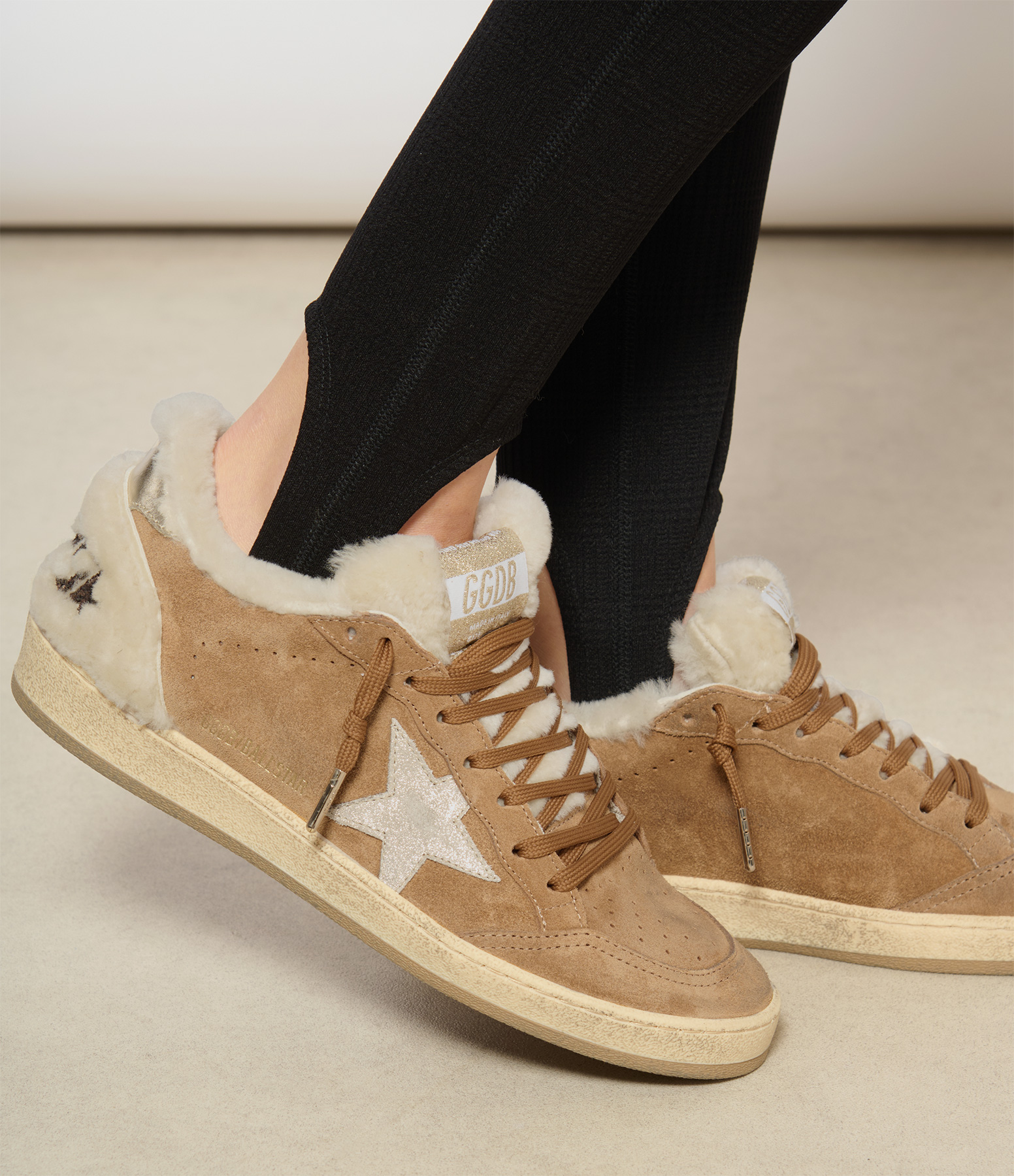 Ball Star trainers in Cognac, Beige and Silver