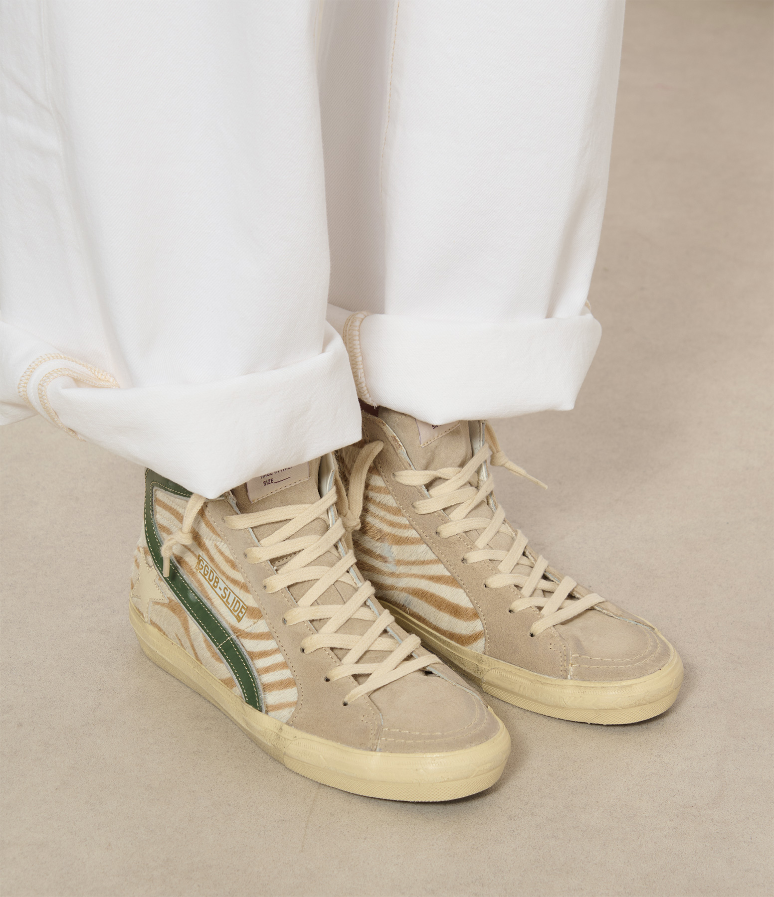 Slide Trainers – White/Brown/Green