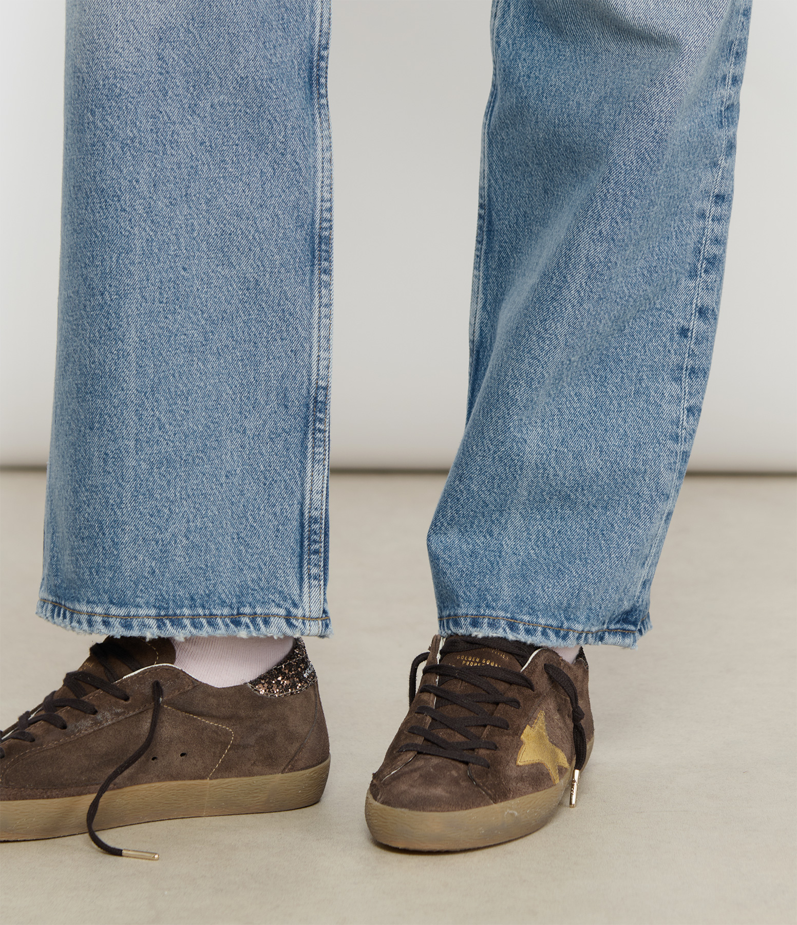 Super Star trainers in brown and ochre