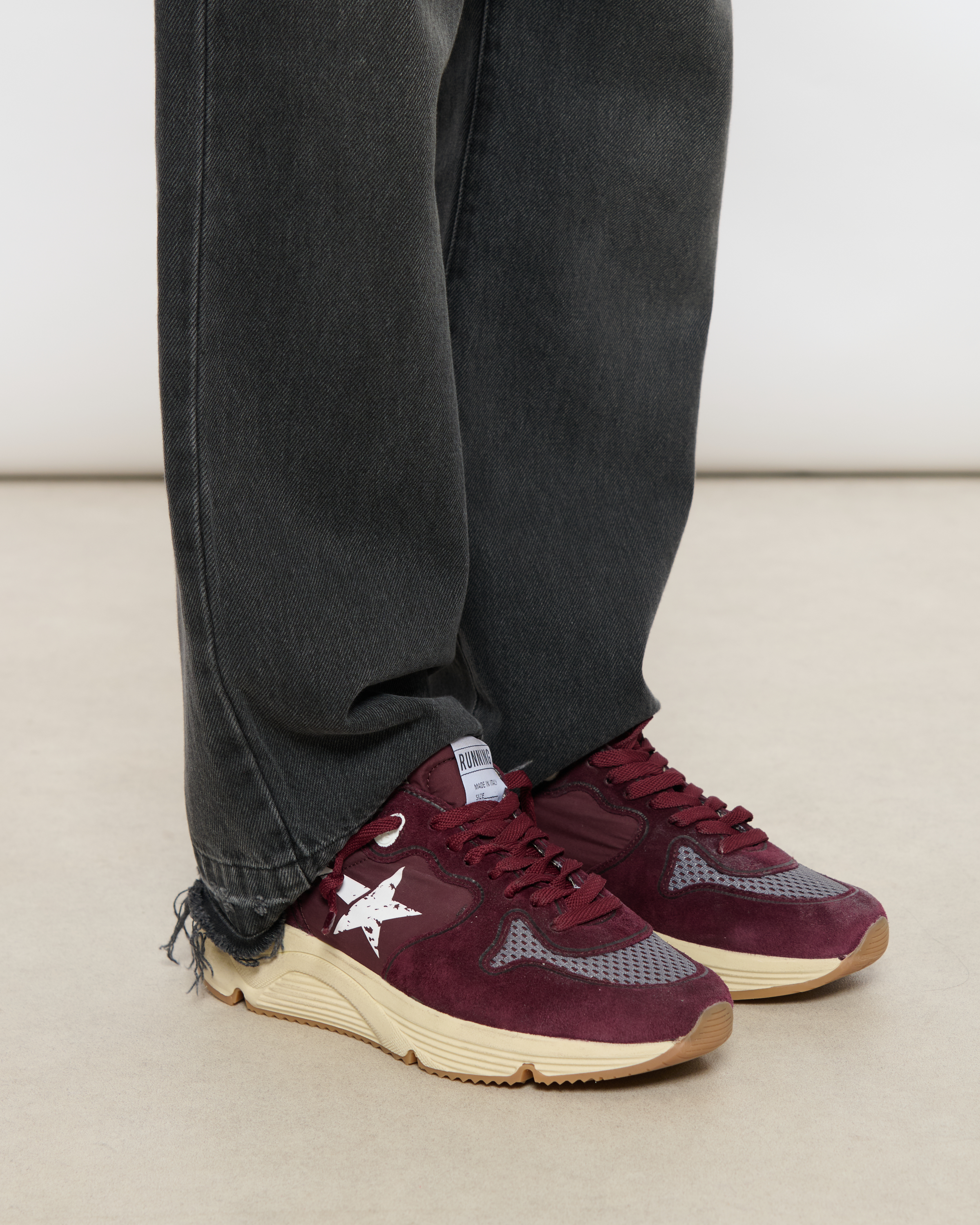 Running Trainers with Sole in Bordeaux/White/Silver