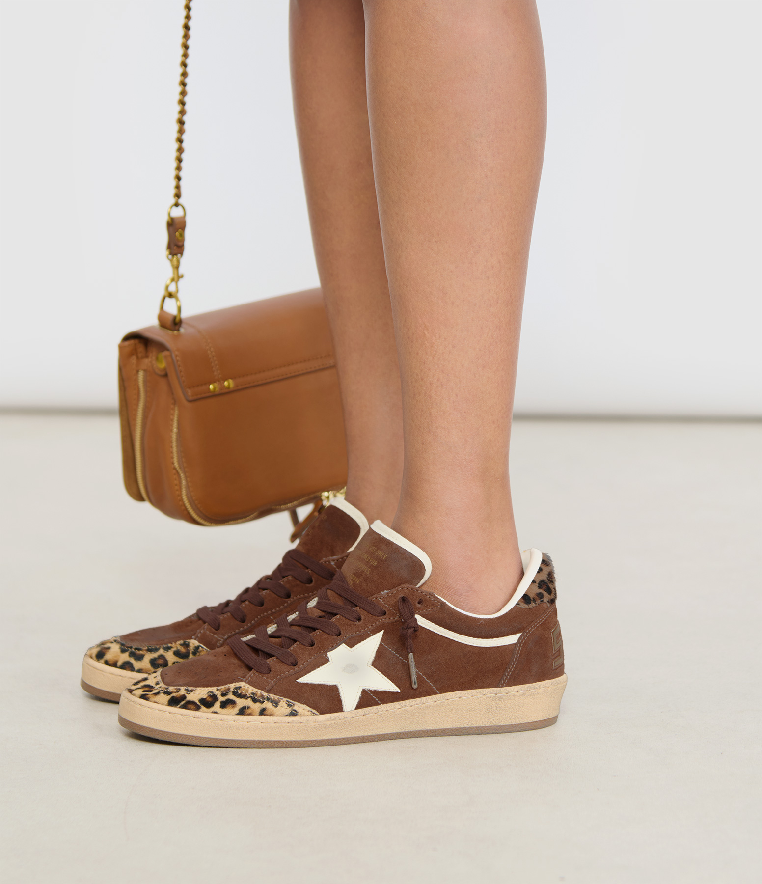 Ball Star Trainers – Brown/Leopard/Silver