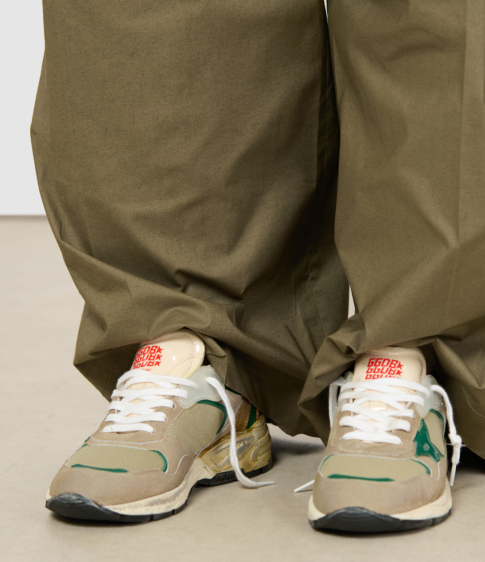 Dad Running Trainers – White/Taupe/Green