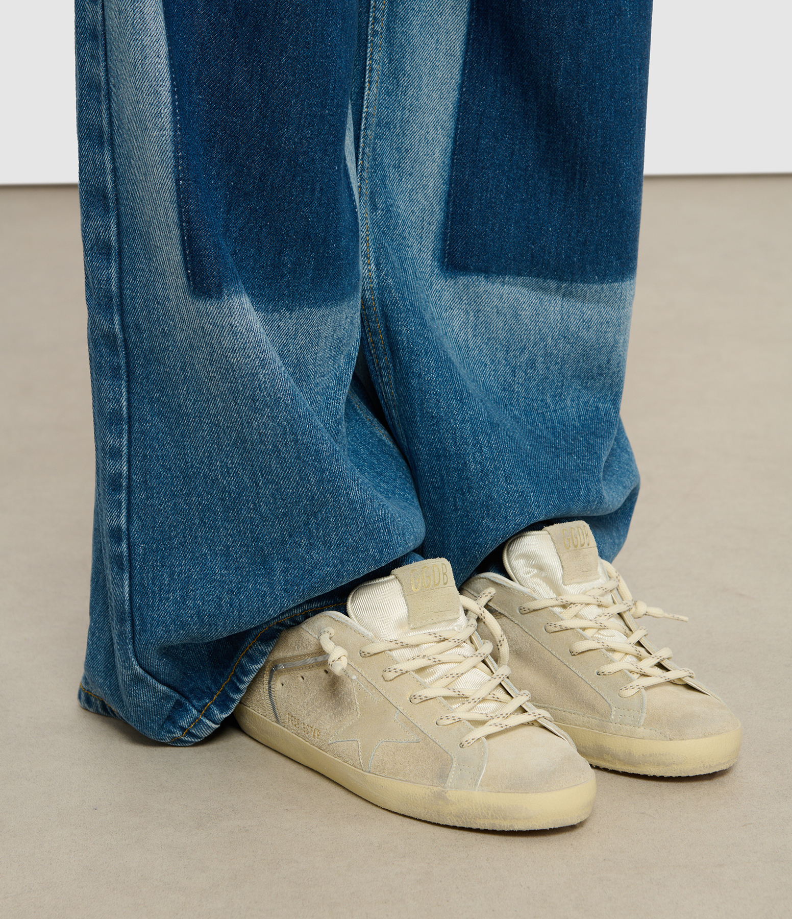 Platinum Beige Suede Super-Star Trainers