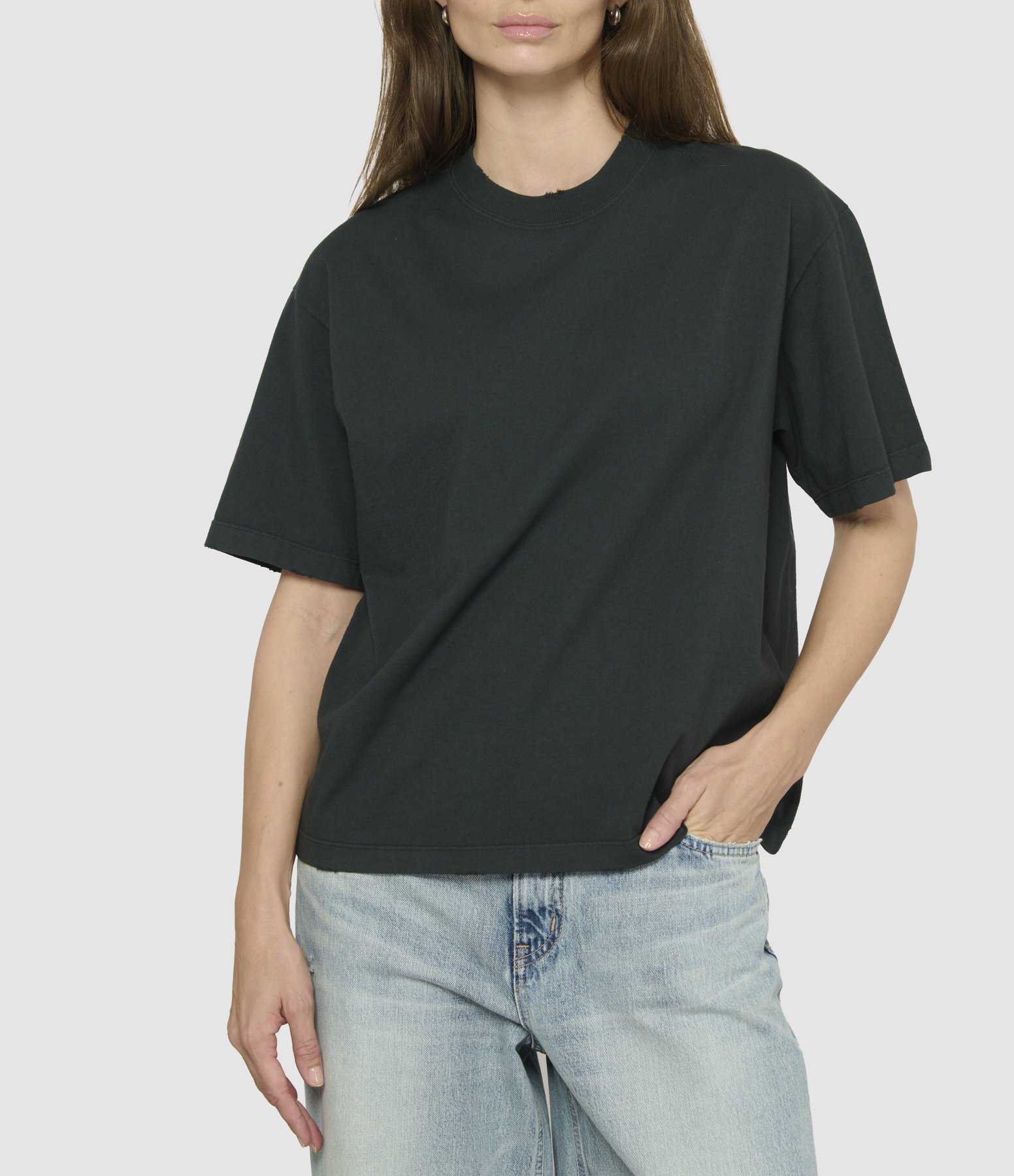 Boxi Logo Patch Washed Black T-shirt