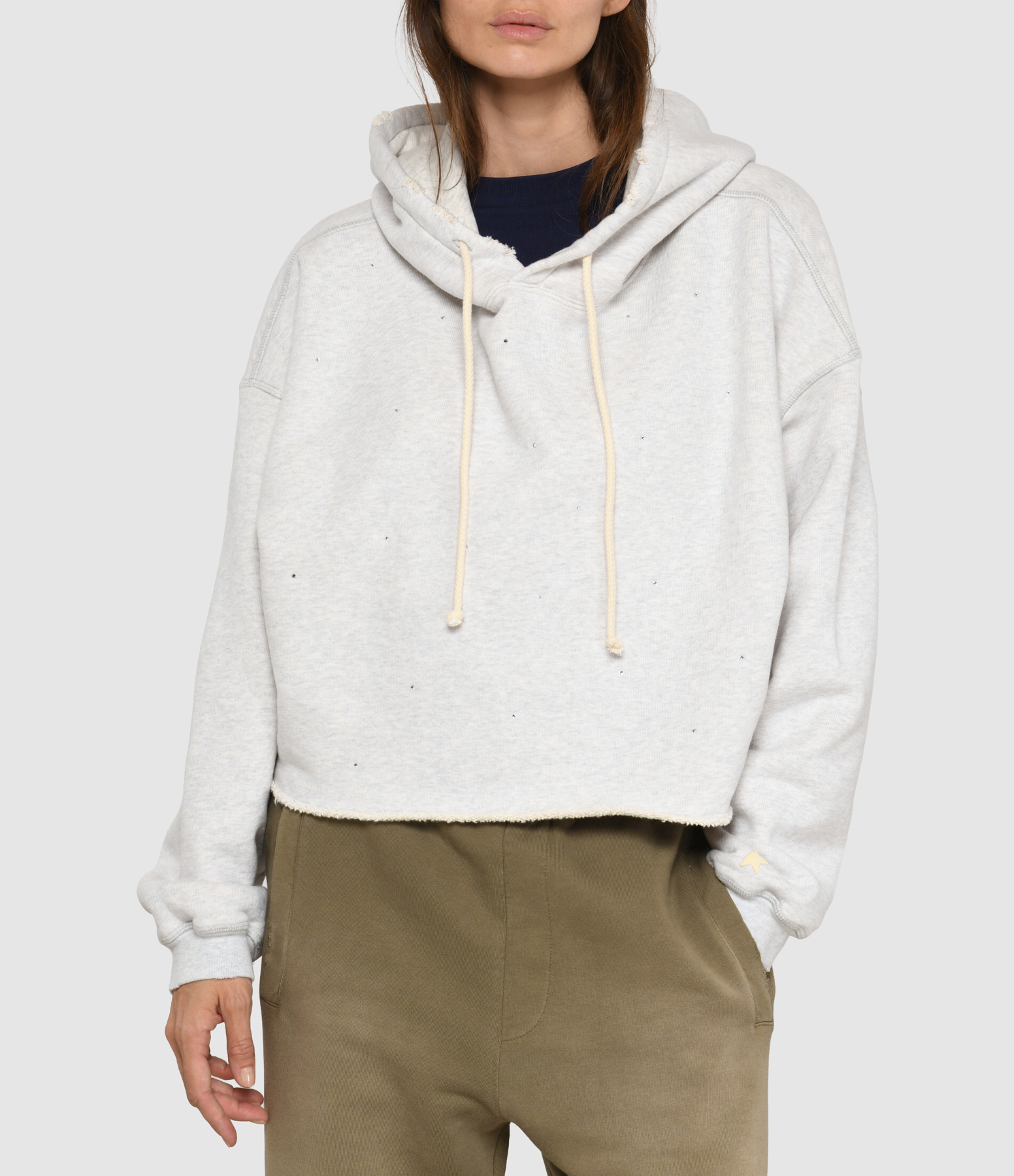 Oversized Crop Sweatshirt in Vintage Grey Melange