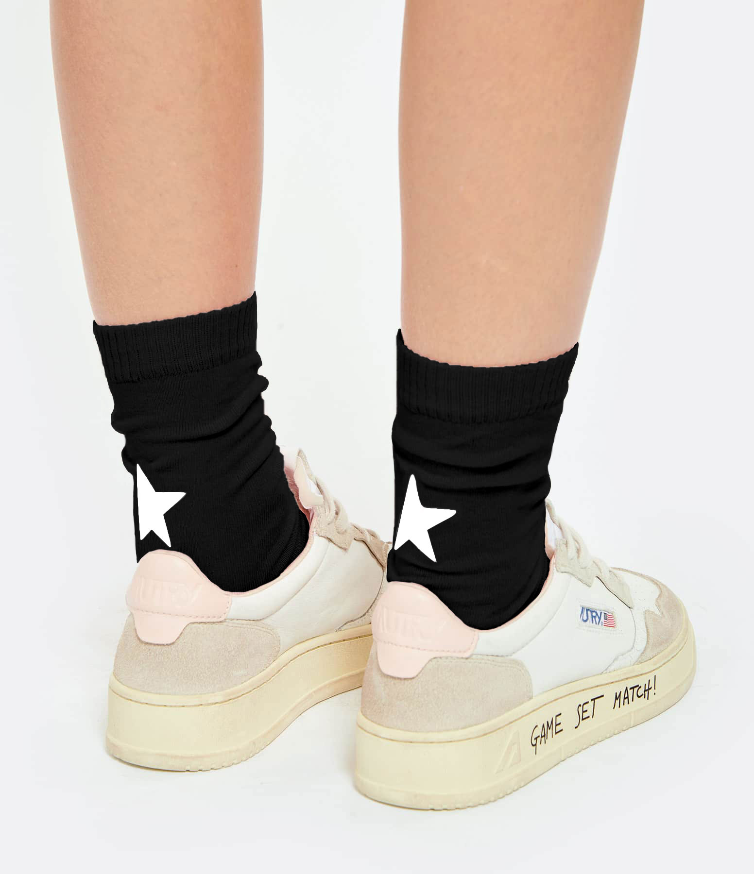 Unisex Star-Print Cotton Socks – Black and White