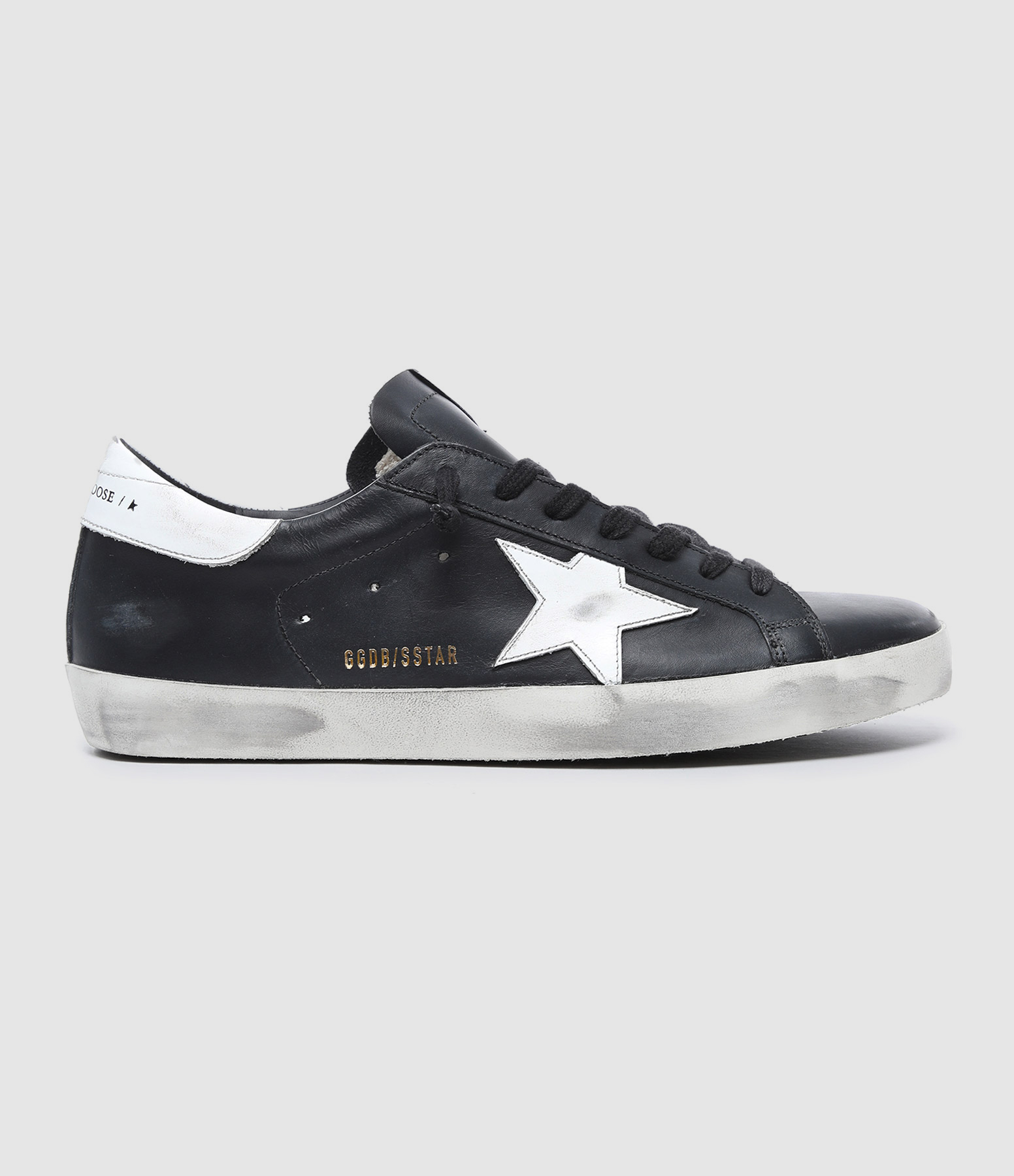 Men’s Superstar Leather Trainers – Black and White