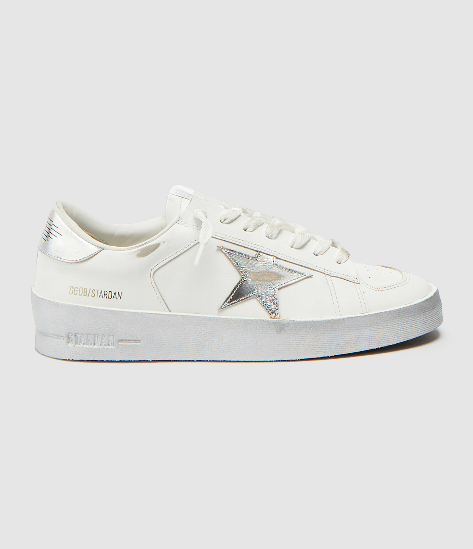 Stardan White and Silver Leather Trainers