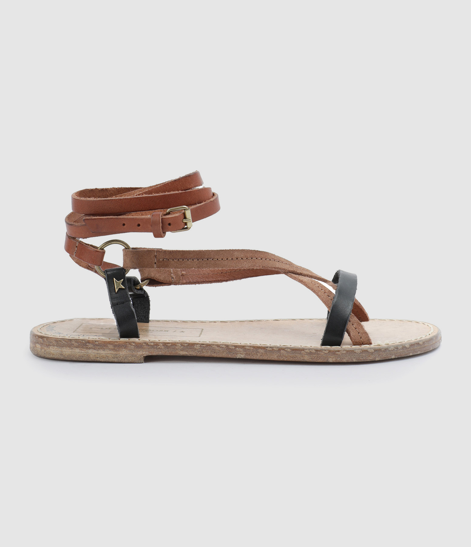 Grace Sandals in Brown and Black Leather
