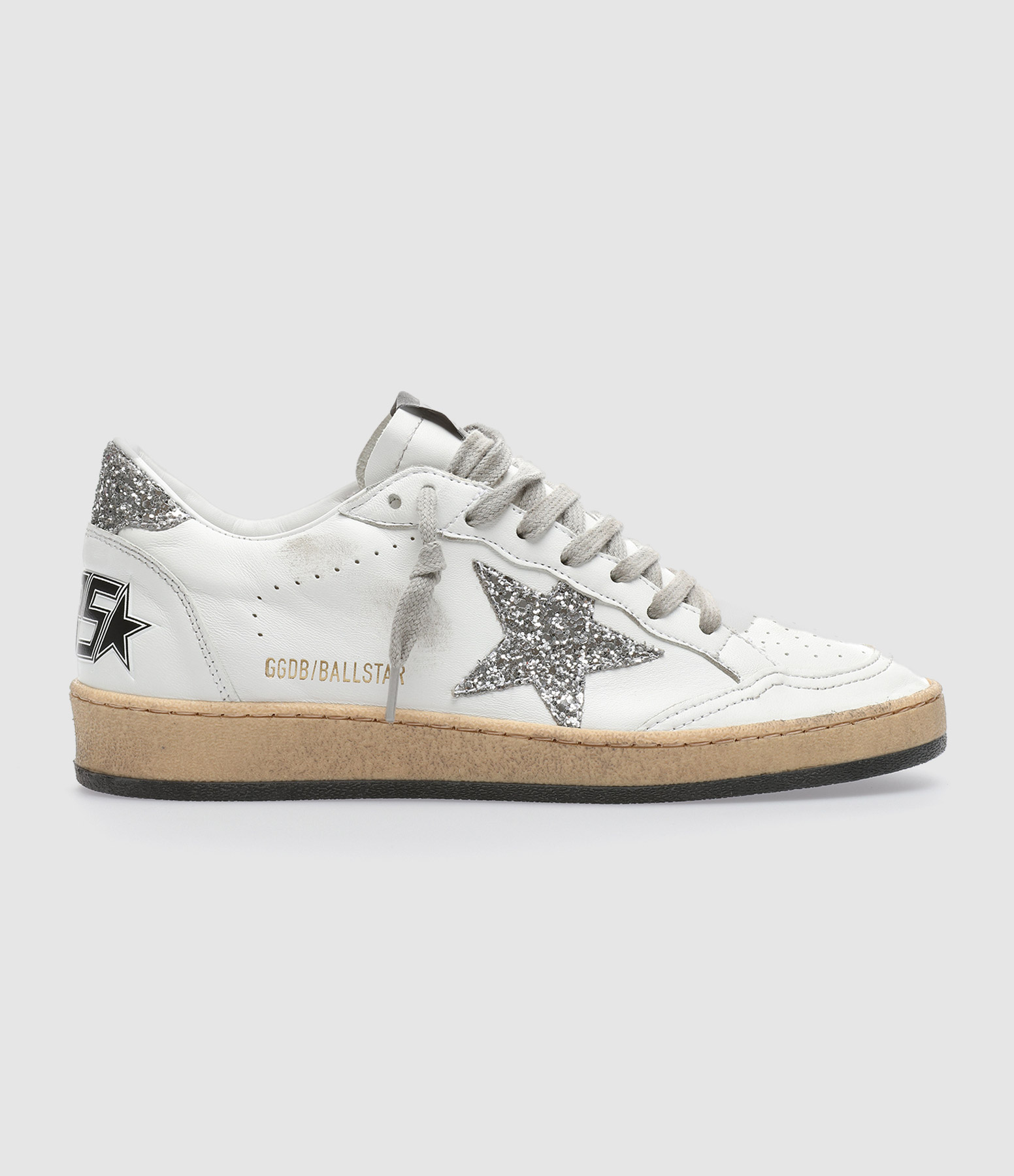 Ball Star Glitter White and Silver Trainers