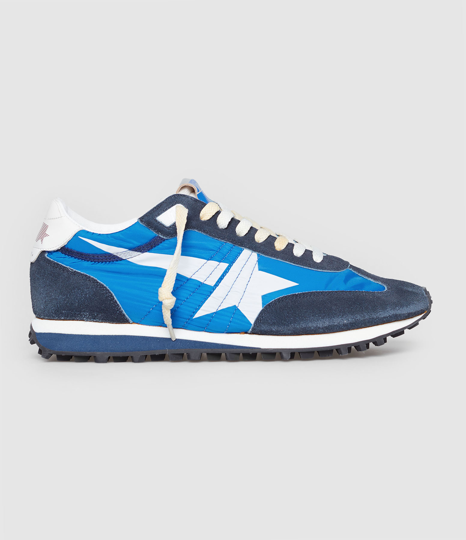Men's Blue Leather Marathon Running Trainers