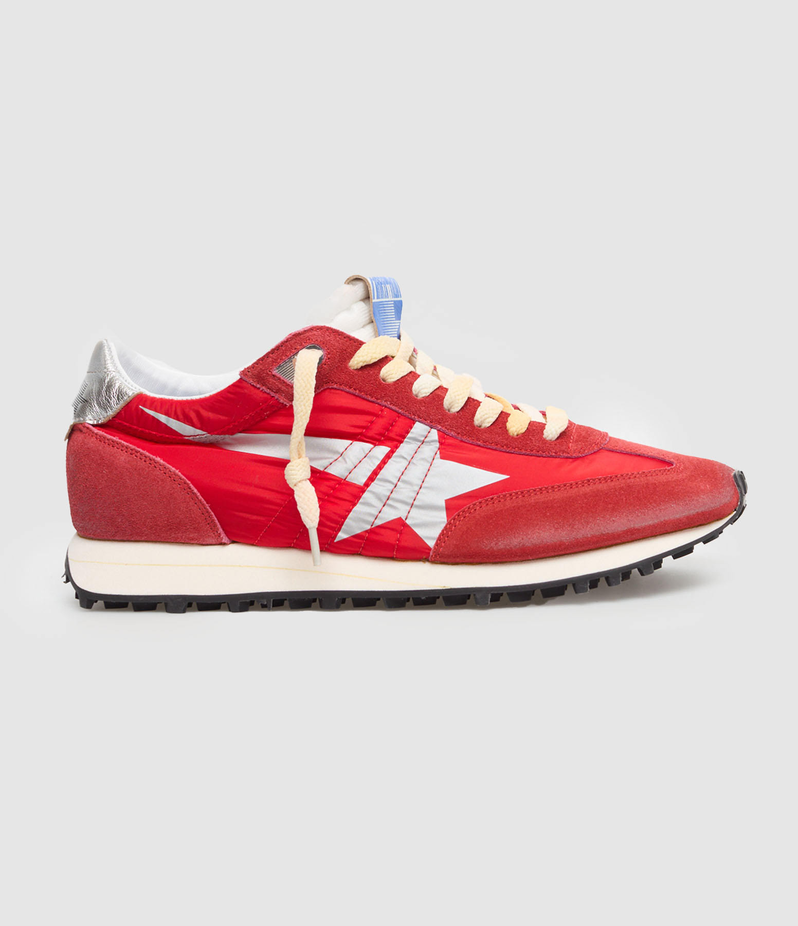 Men's Red Leather Marathon Running Trainers