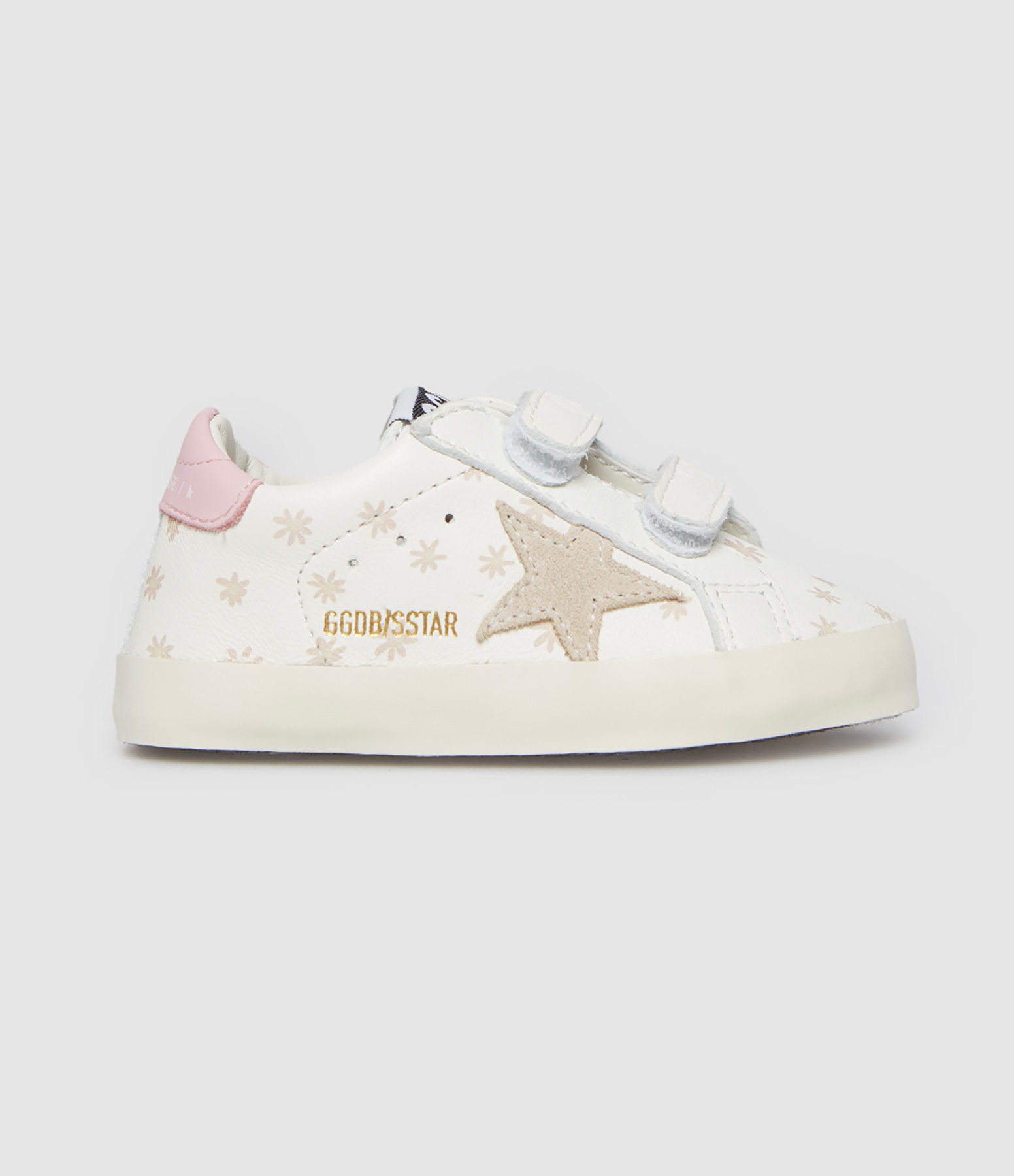 Baby School trainers in white, light beige and pink