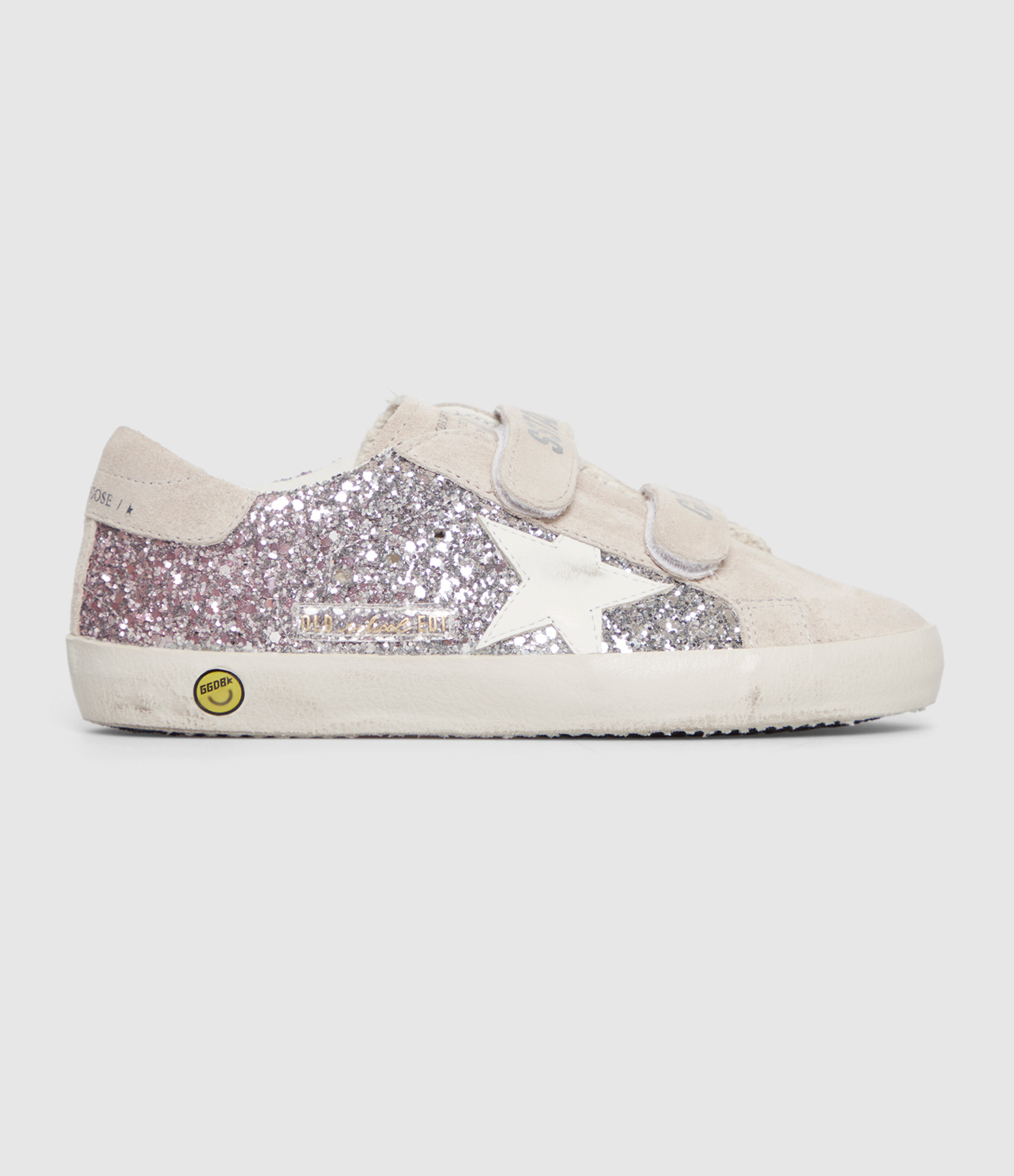 Children’s Old School Trainers in Silver, Pink, White and Grey
