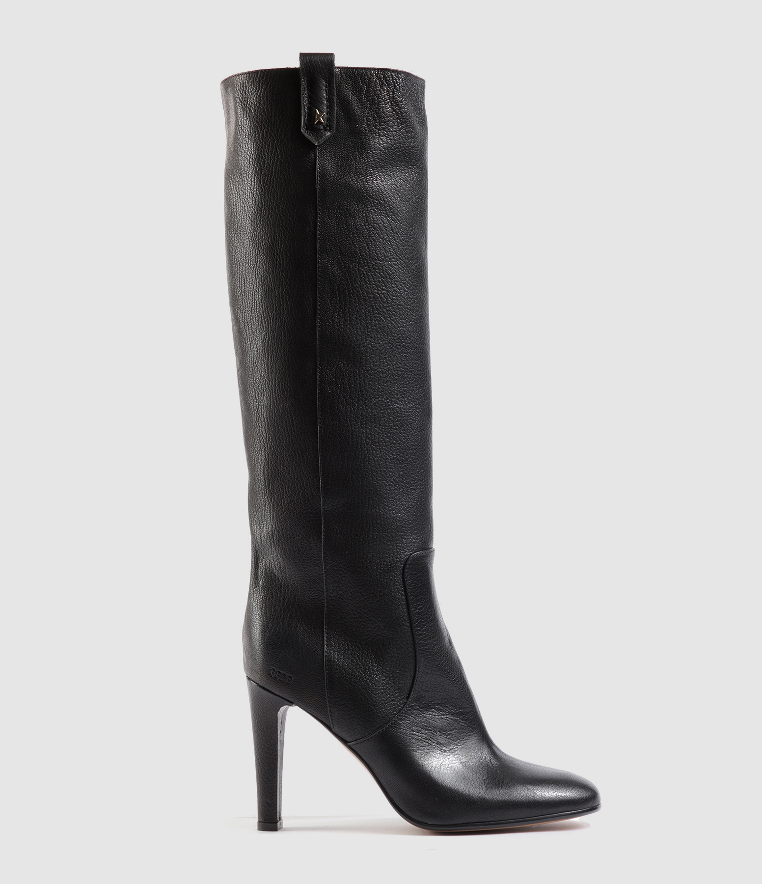 Helen Black Leather Heeled Boots
