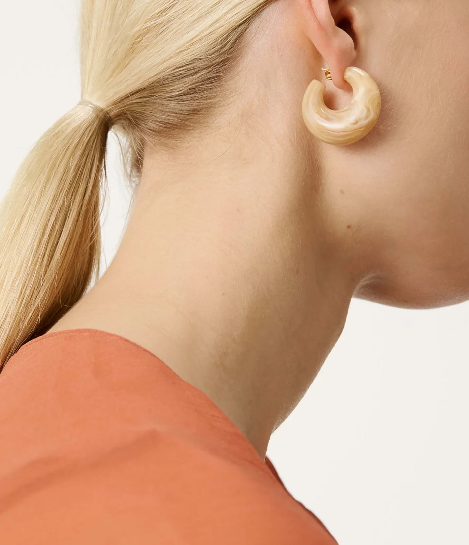 Moon Crème Brûlée Marble Earrings