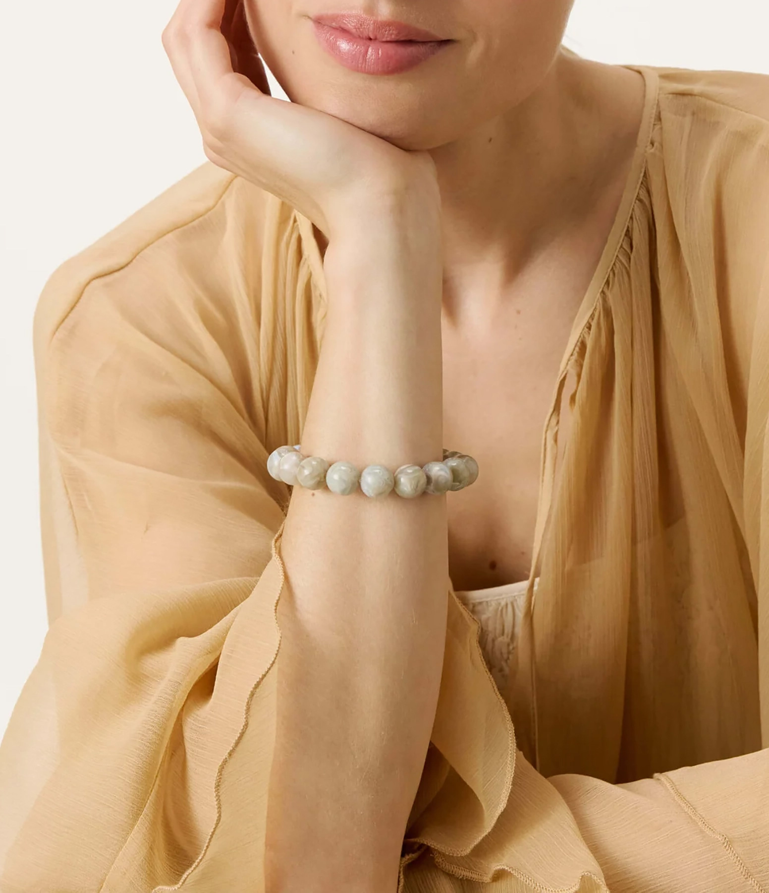 Mini Beads Flex Snow Green Marble Bracelet