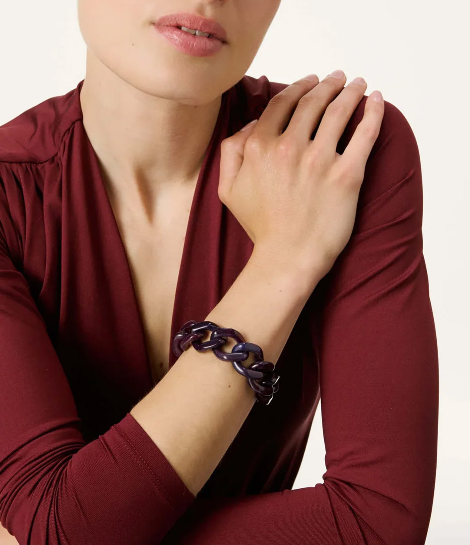 Aubergine Marble Flat Chain Bracelet