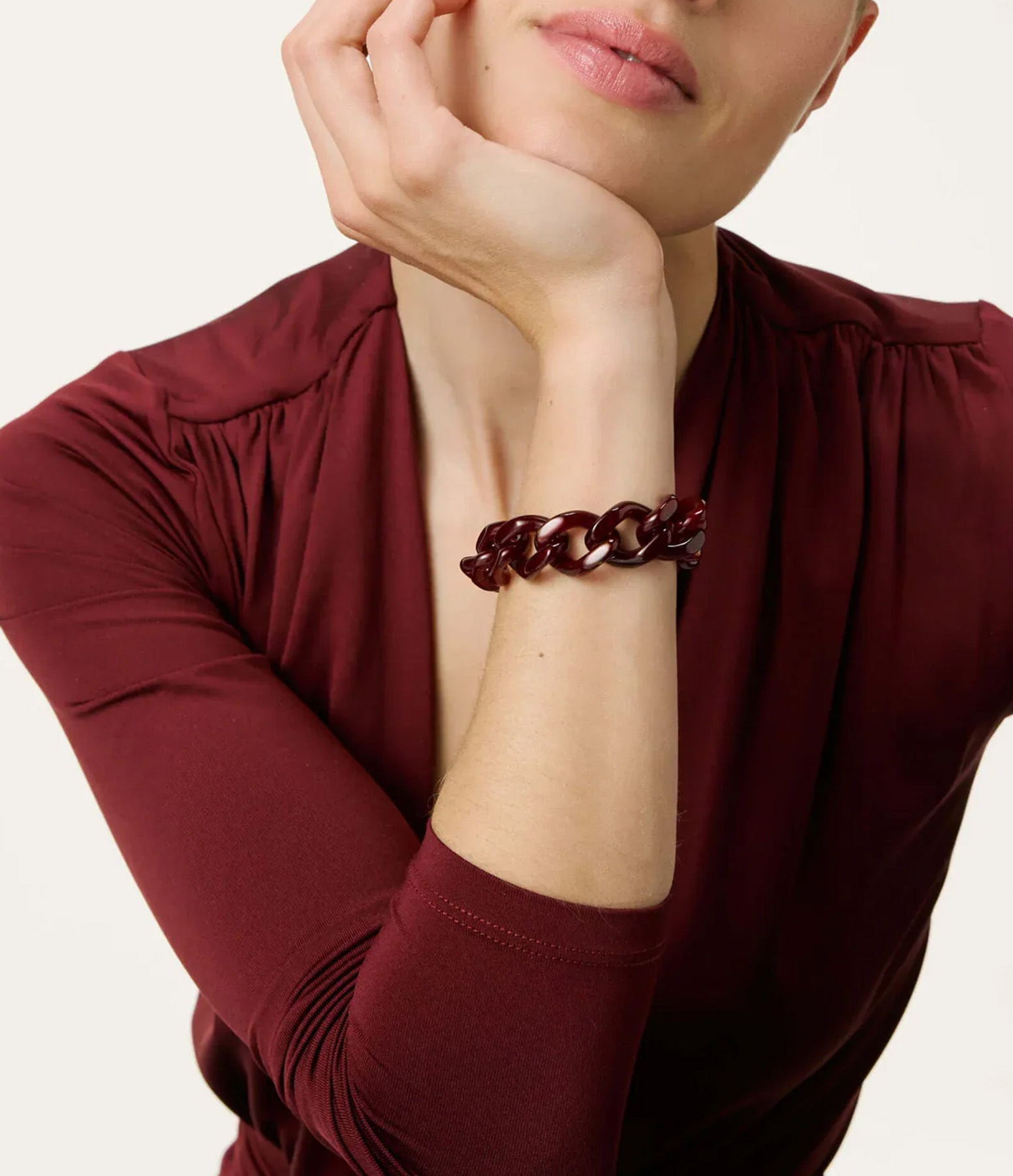 Aubergine Mini Flat Chain Bracelet