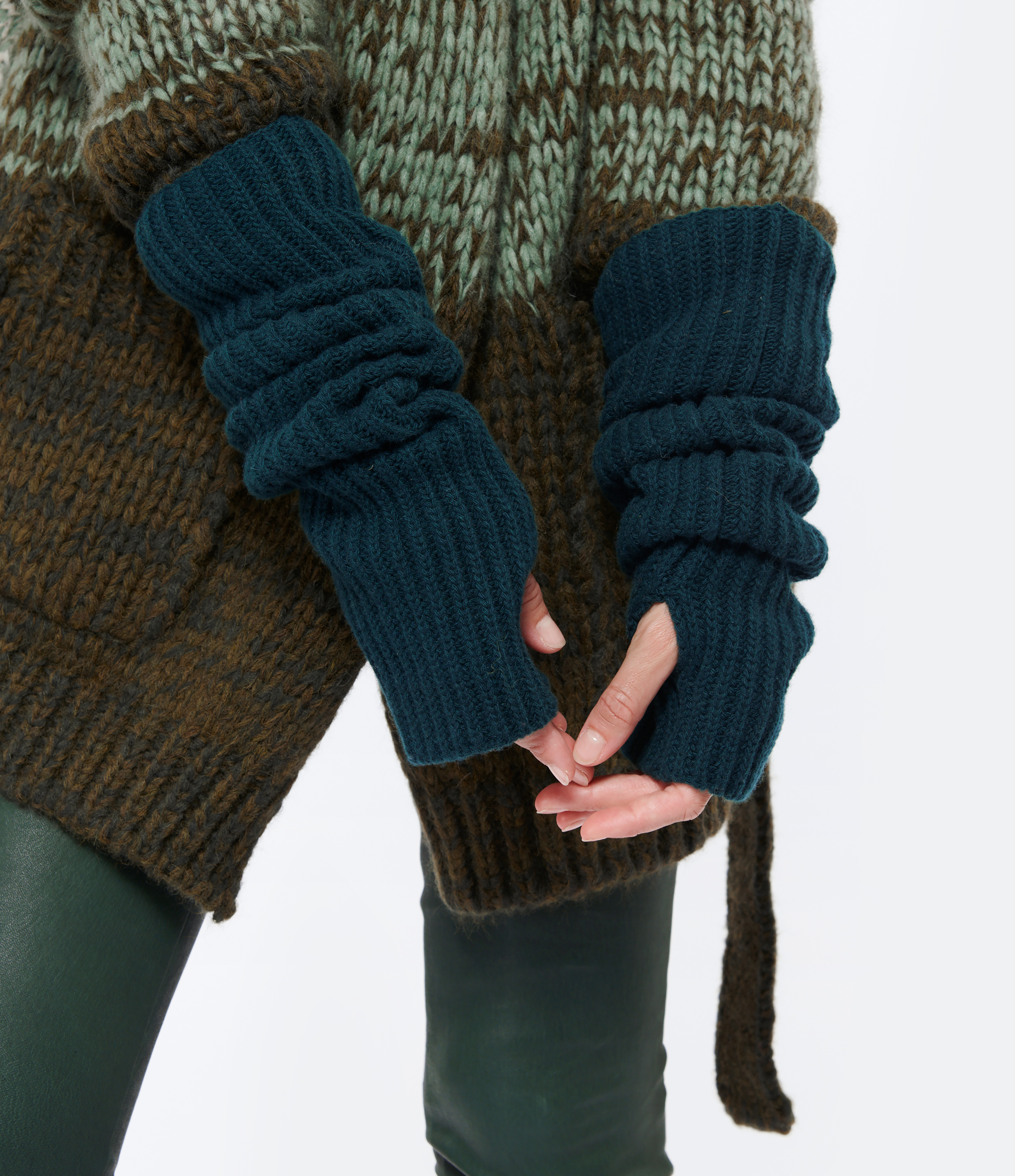 Green Merino Wool Mittens