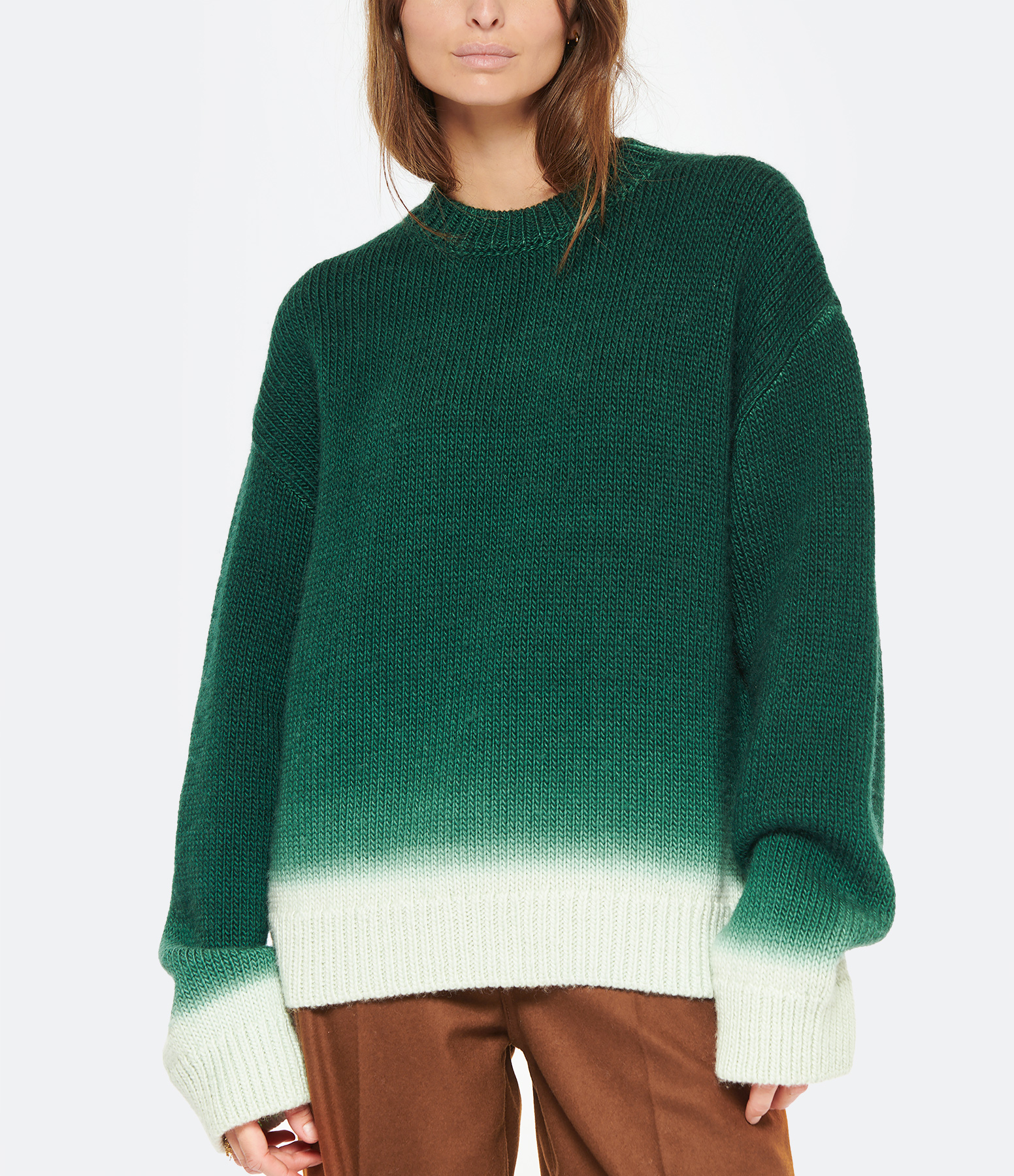 Green Tie-Dye Wool Crew-Neck Jumper