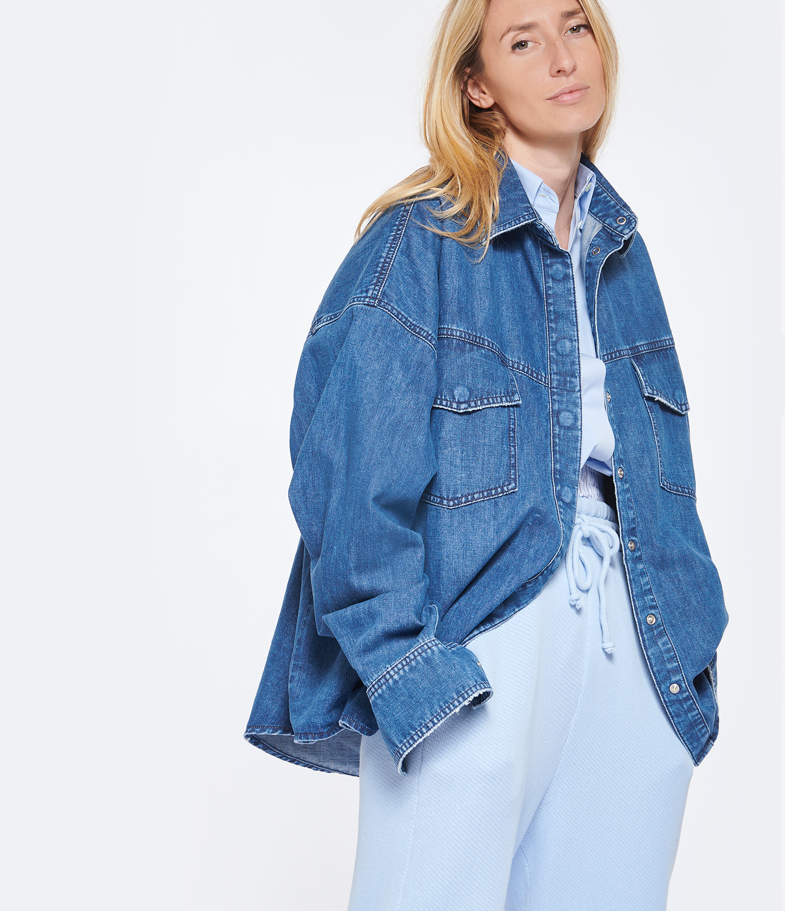 Blue Cotton Denim Shirt