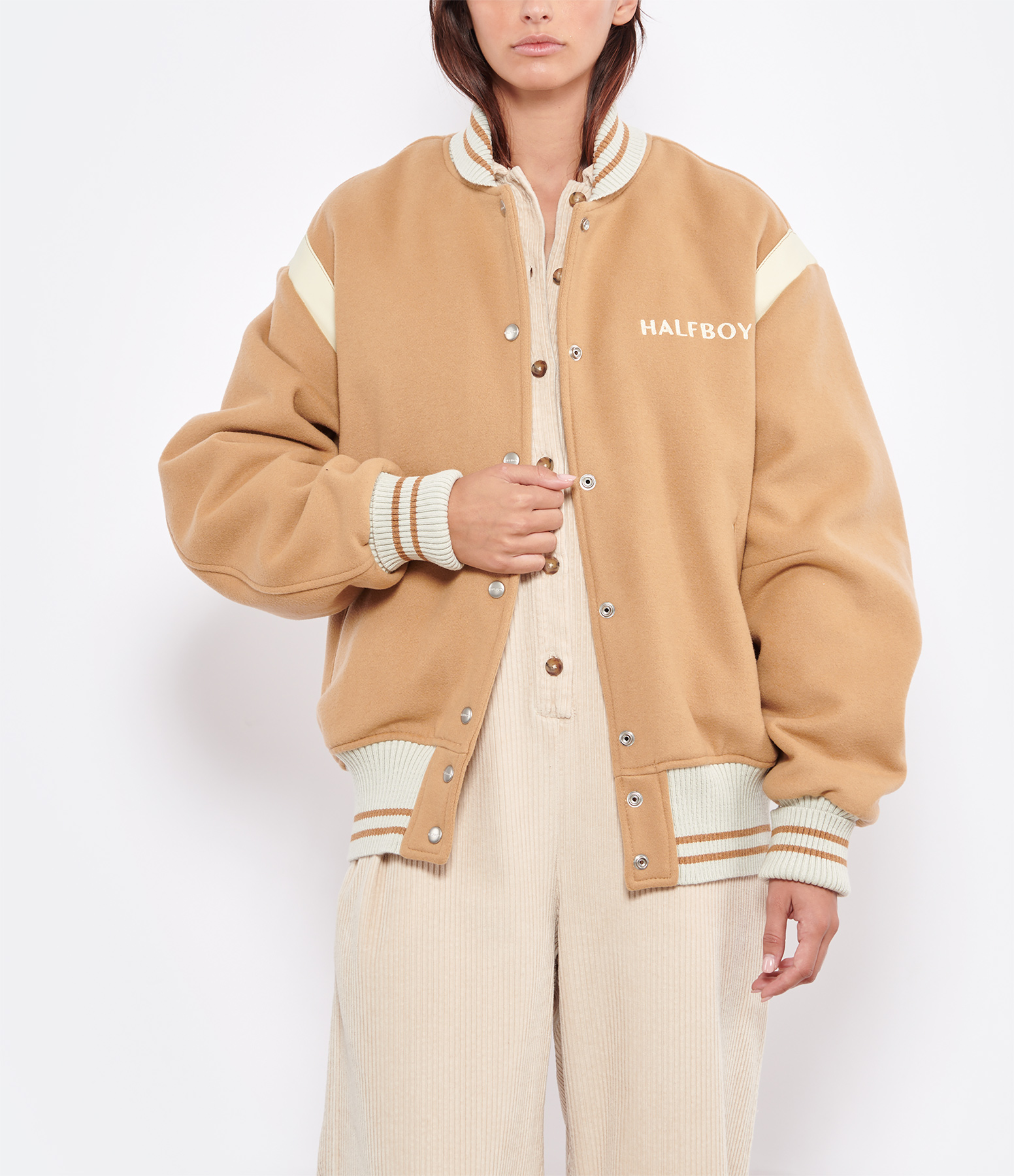 Camel Varsity Bomber Jacket