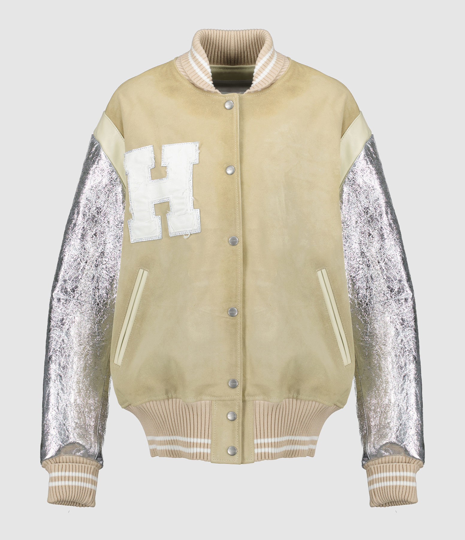 Sand-Coloured Varsity Jacket