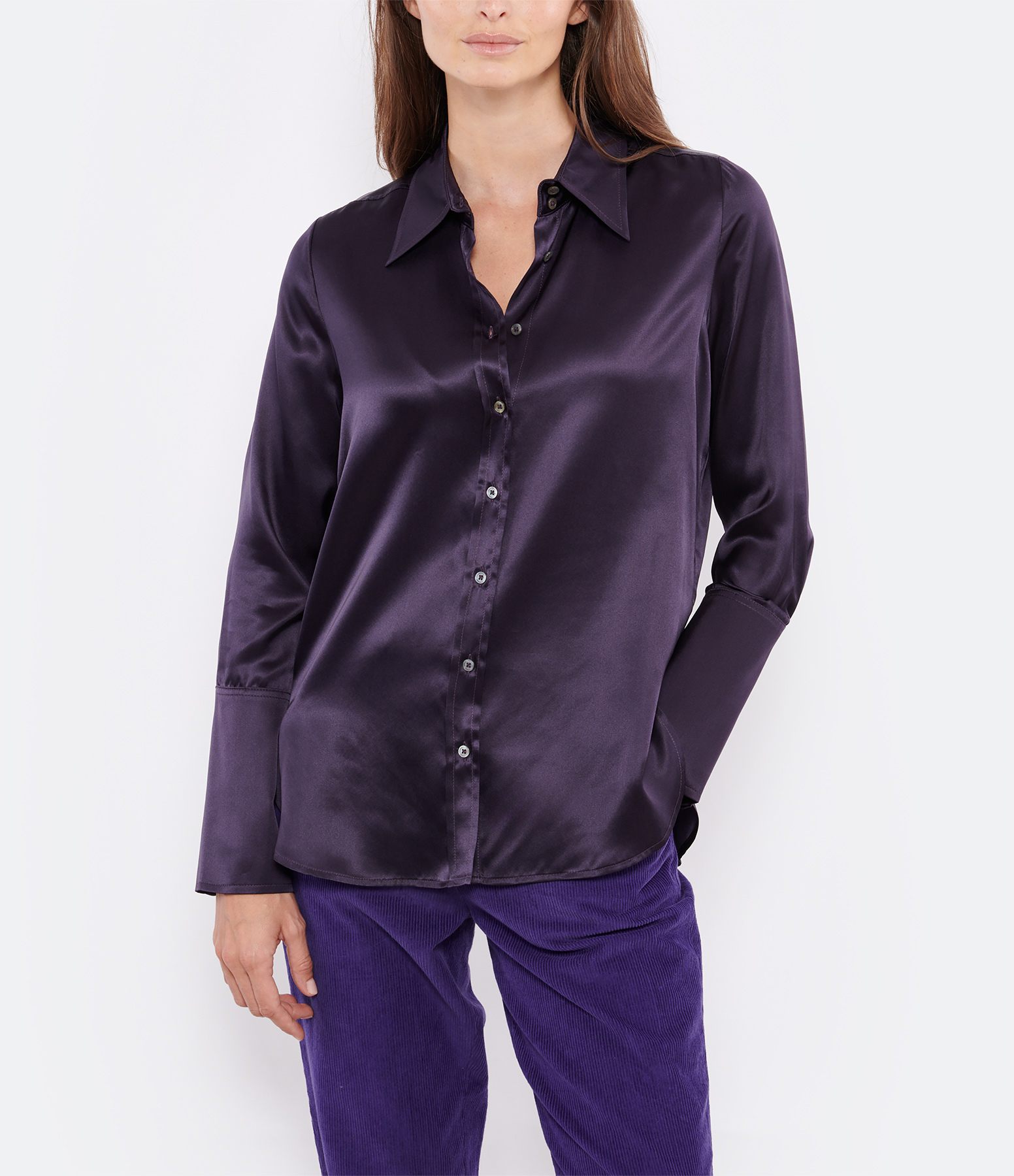 Nisha Plum Silk Shirt
