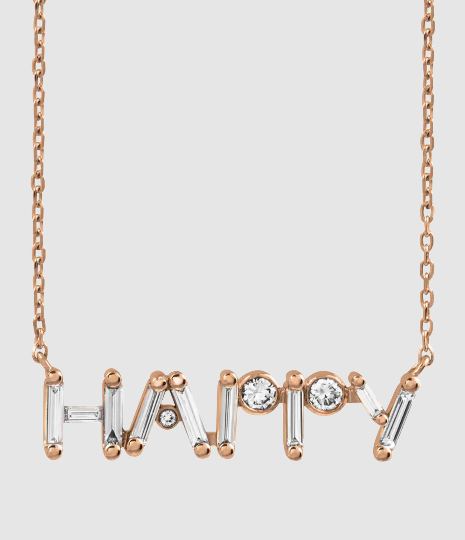 18k Rose Gold ‘Happy’ Necklace with Diamonds