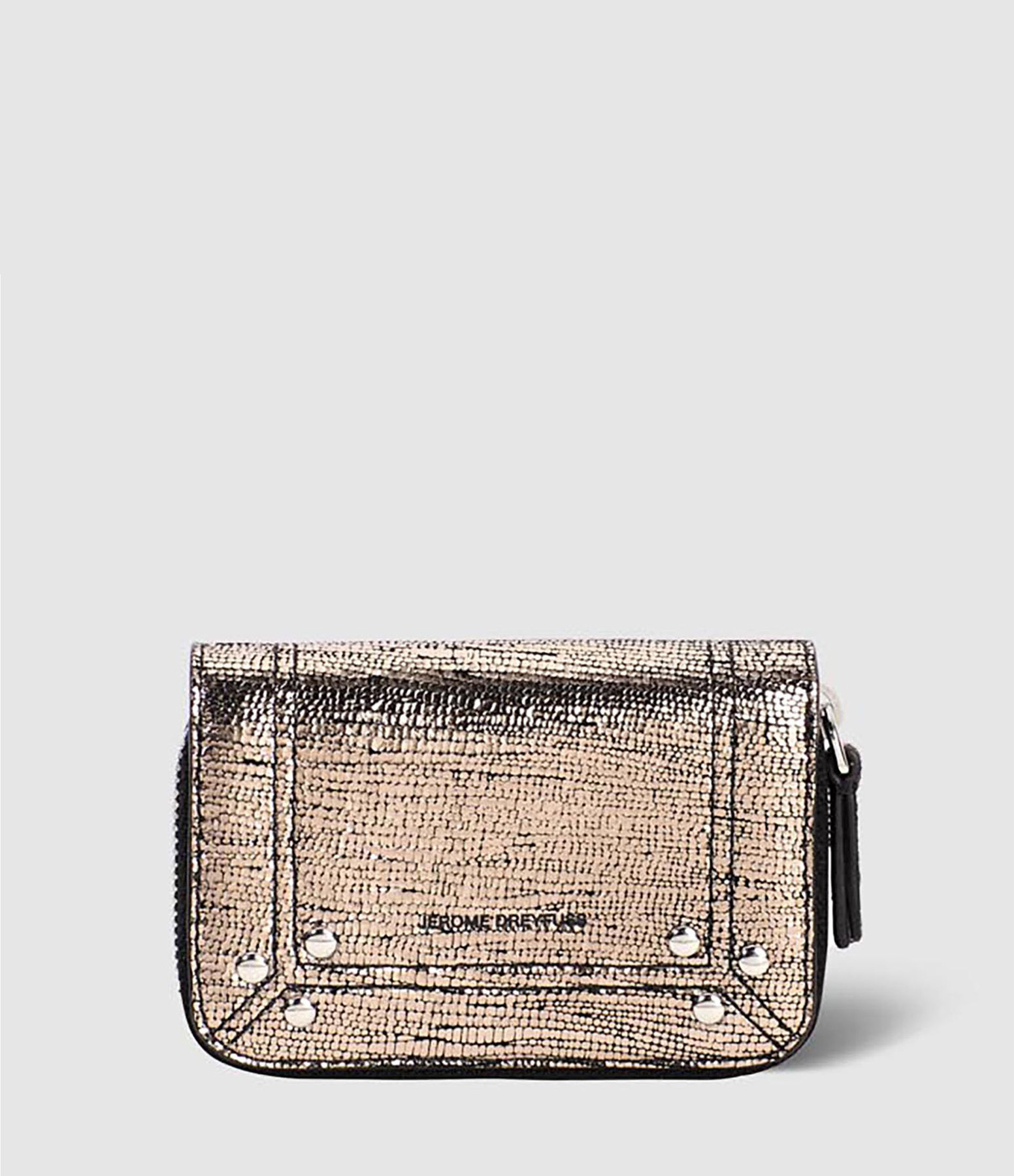 Henri Champagne-Coloured Lamé Leather Wallet