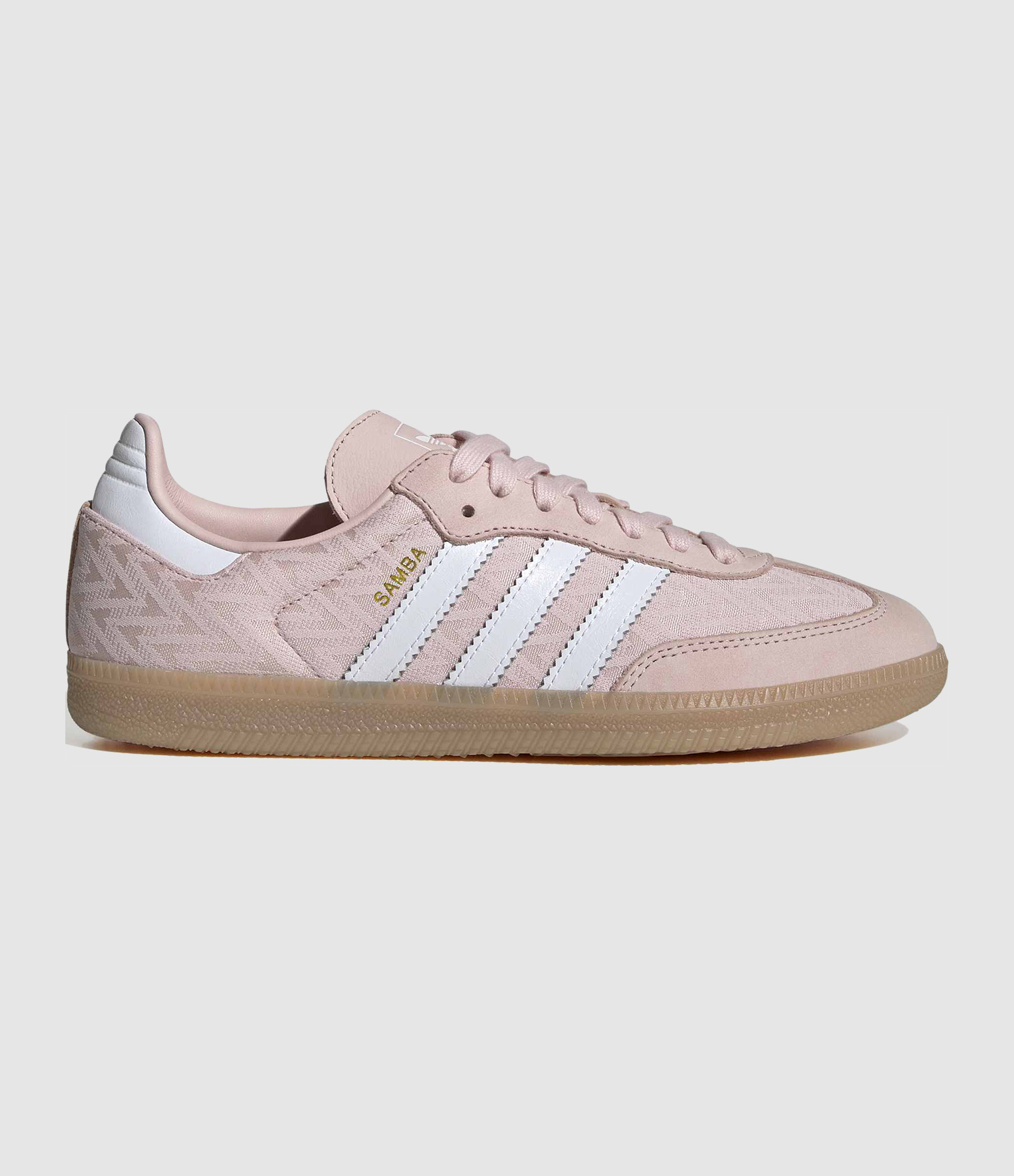 Samba OG W trainers in Sandy Pink/Ftwr White/Metallic Gold.