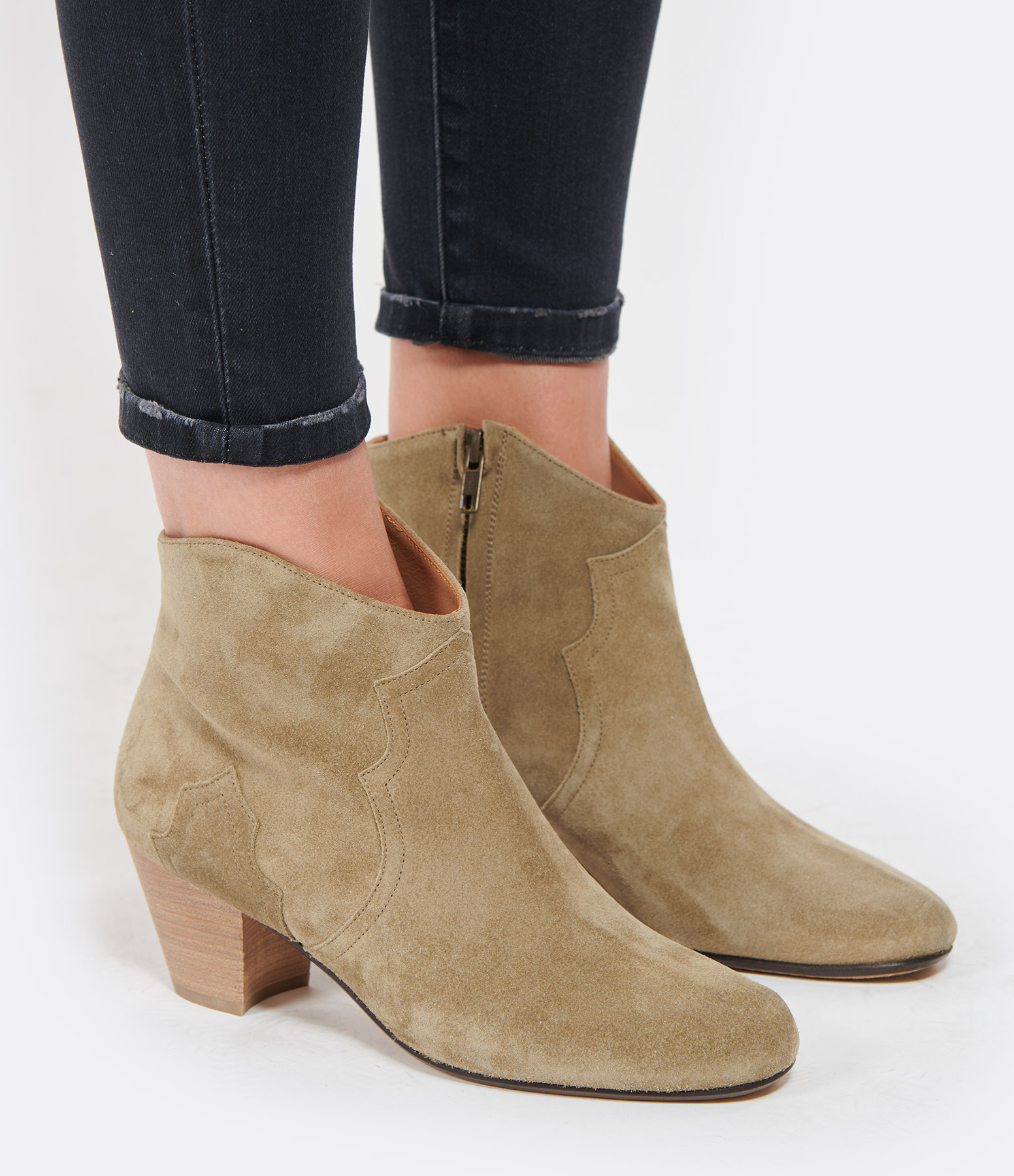 Dicker Taupe Calf Suede Ankle Boots