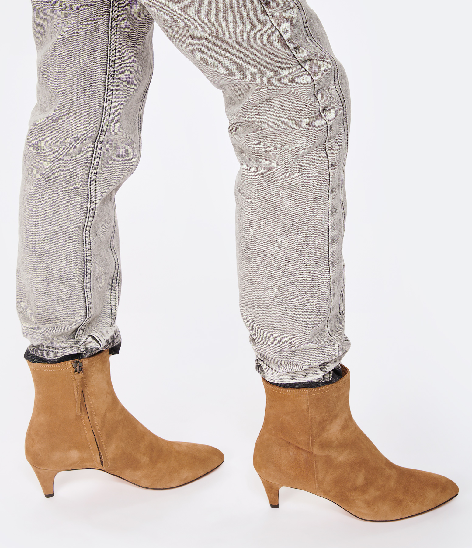 Deone Ankle Boots in Taupe Brown Leather