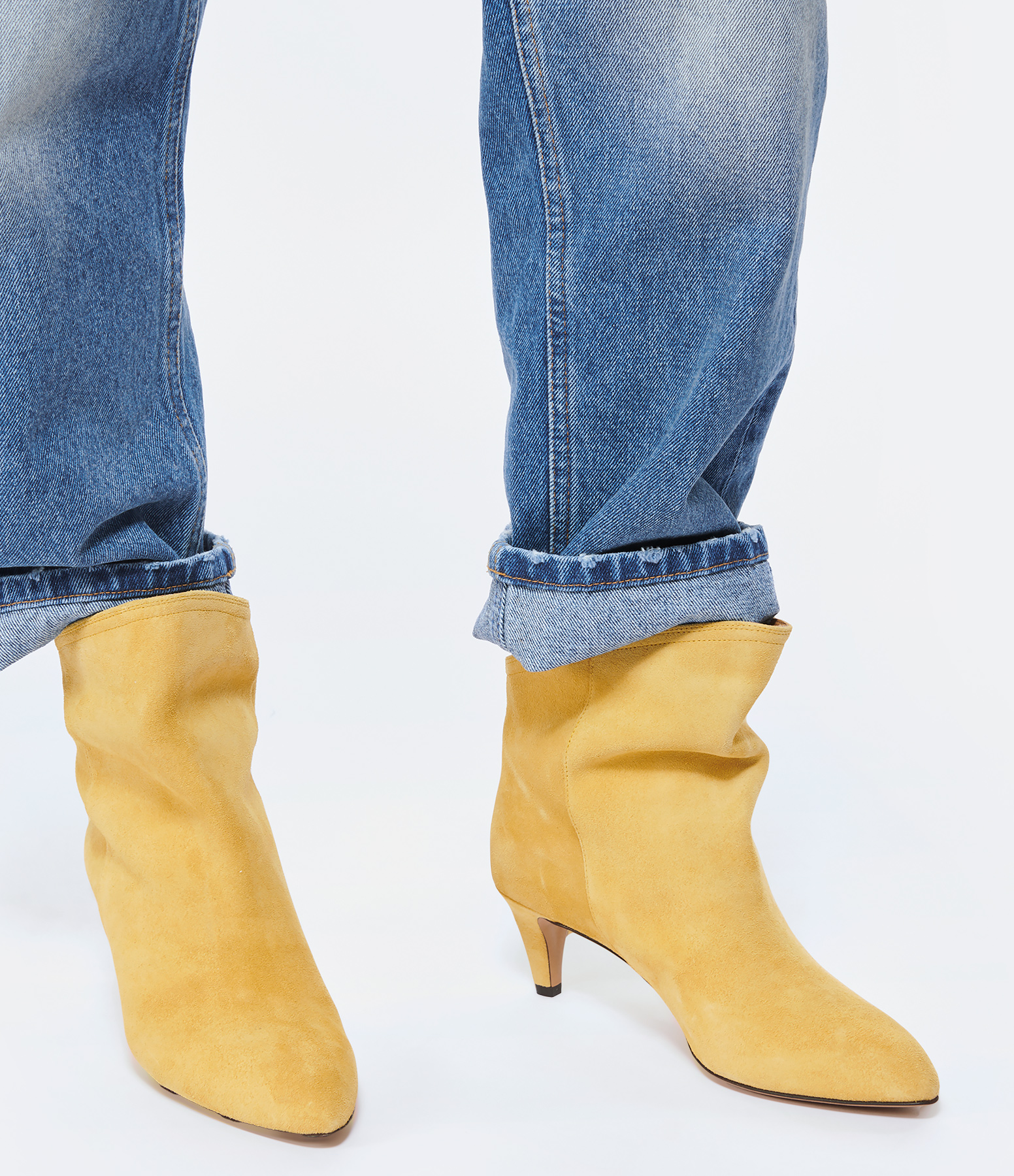 Dripi Yellow Leather Ankle Boots