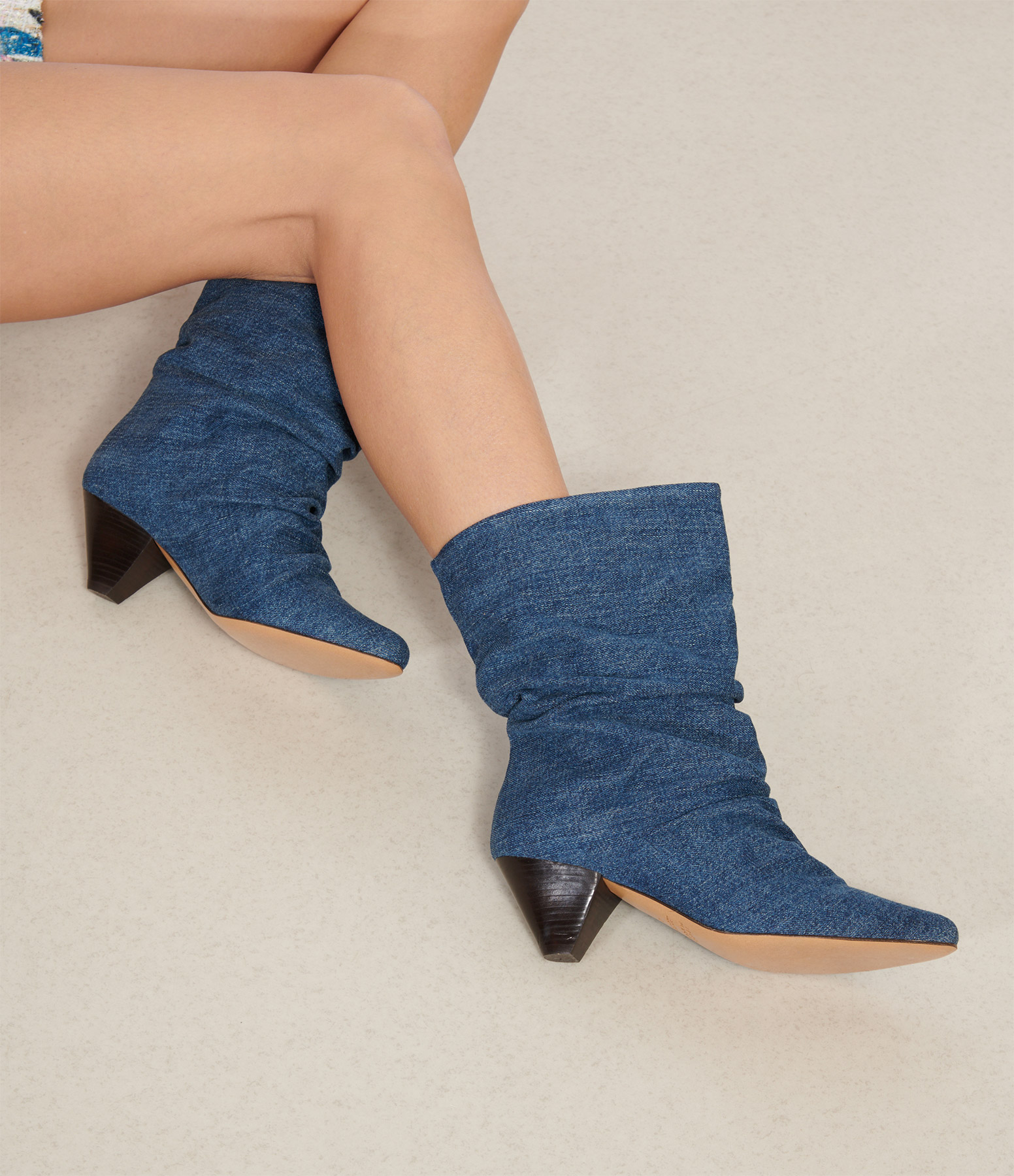 Reachi Faded Blue Denim Boots