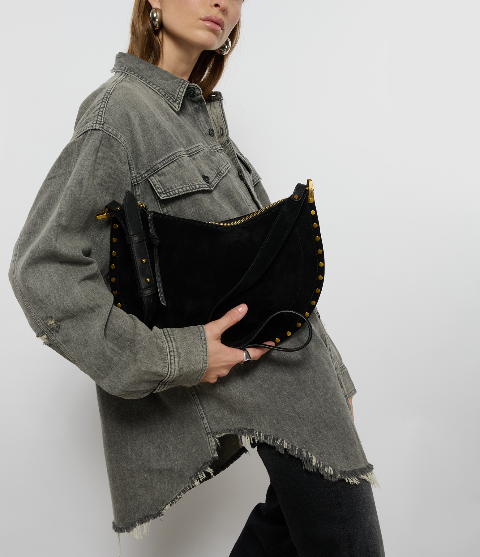 Black Suede Kanao Bag